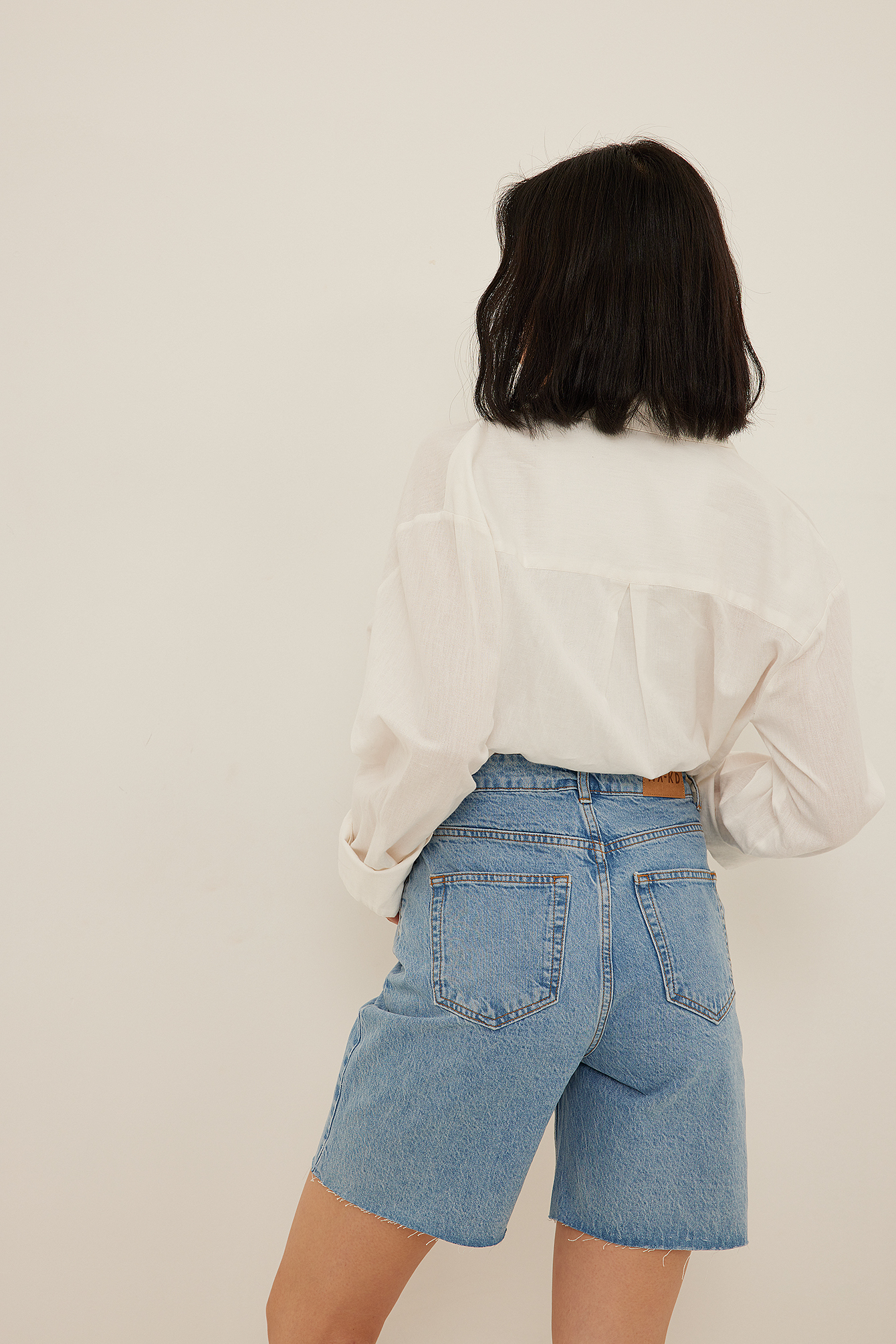 Mid Waist Denim Shorts Blue | na-kd.com
