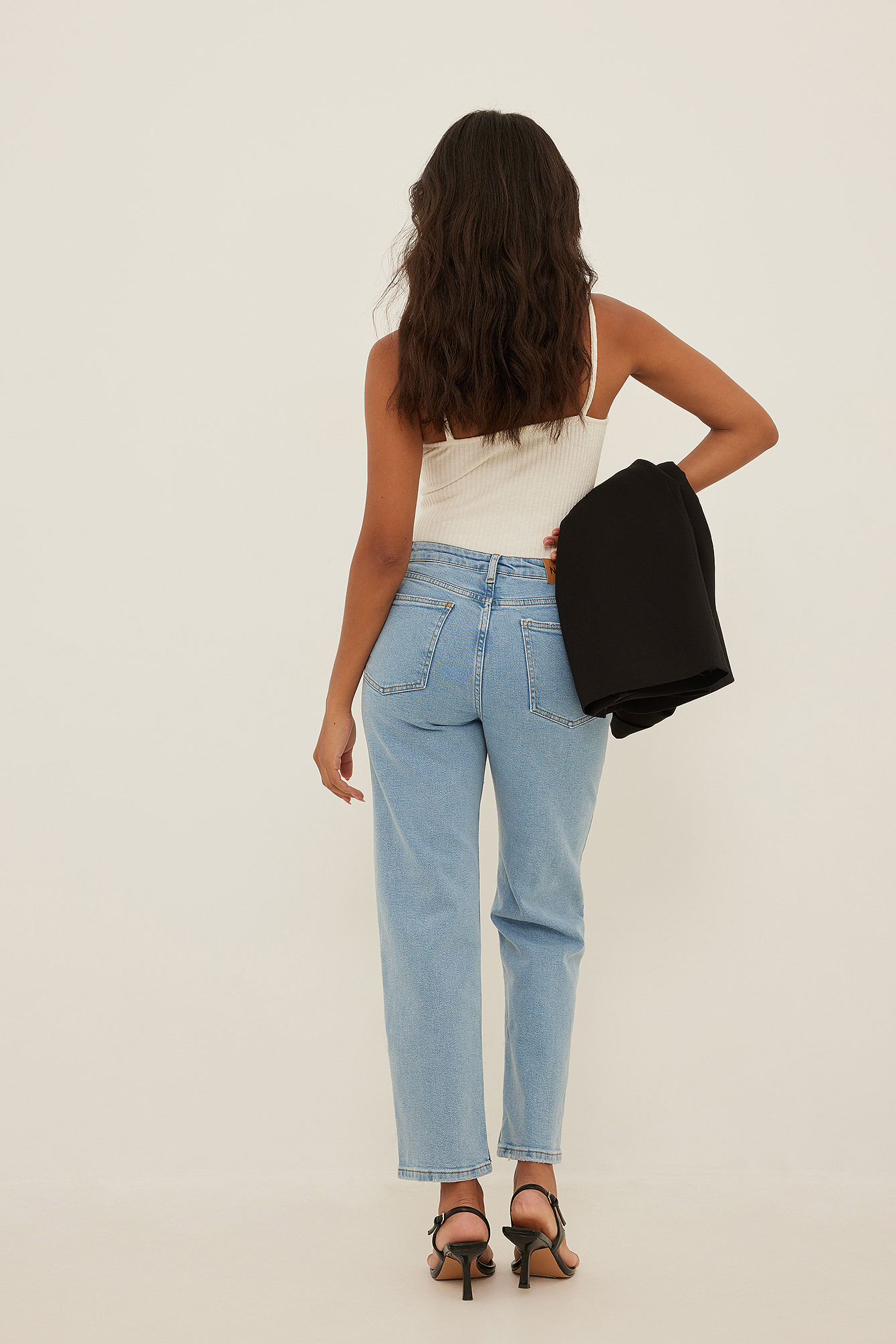 Mid Waist Slim Leg Jeans Blue | na-kd.com