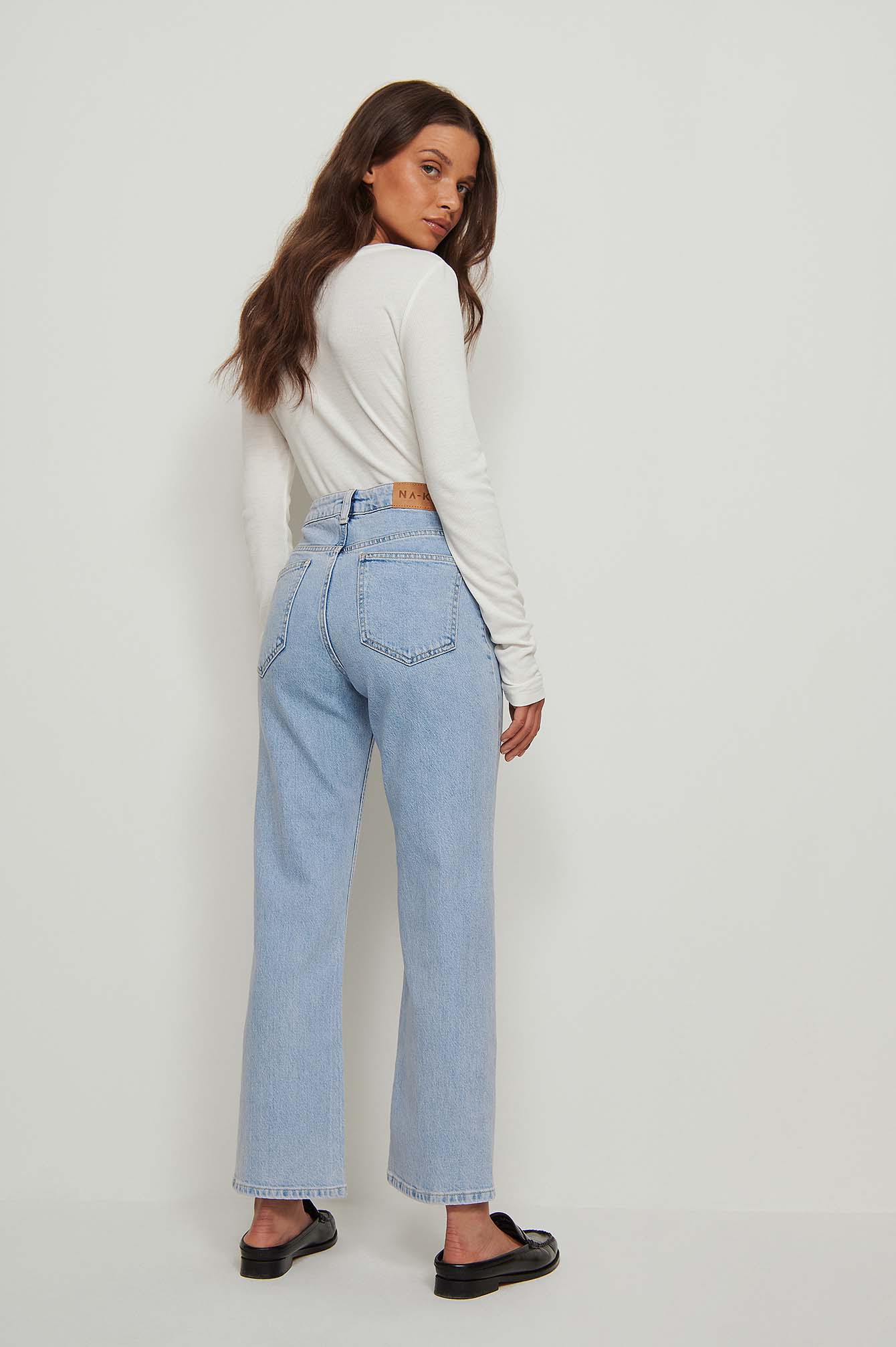 Organic Mid Waist Twisted Seam Bootcut Jeans Blue | na-kd.com