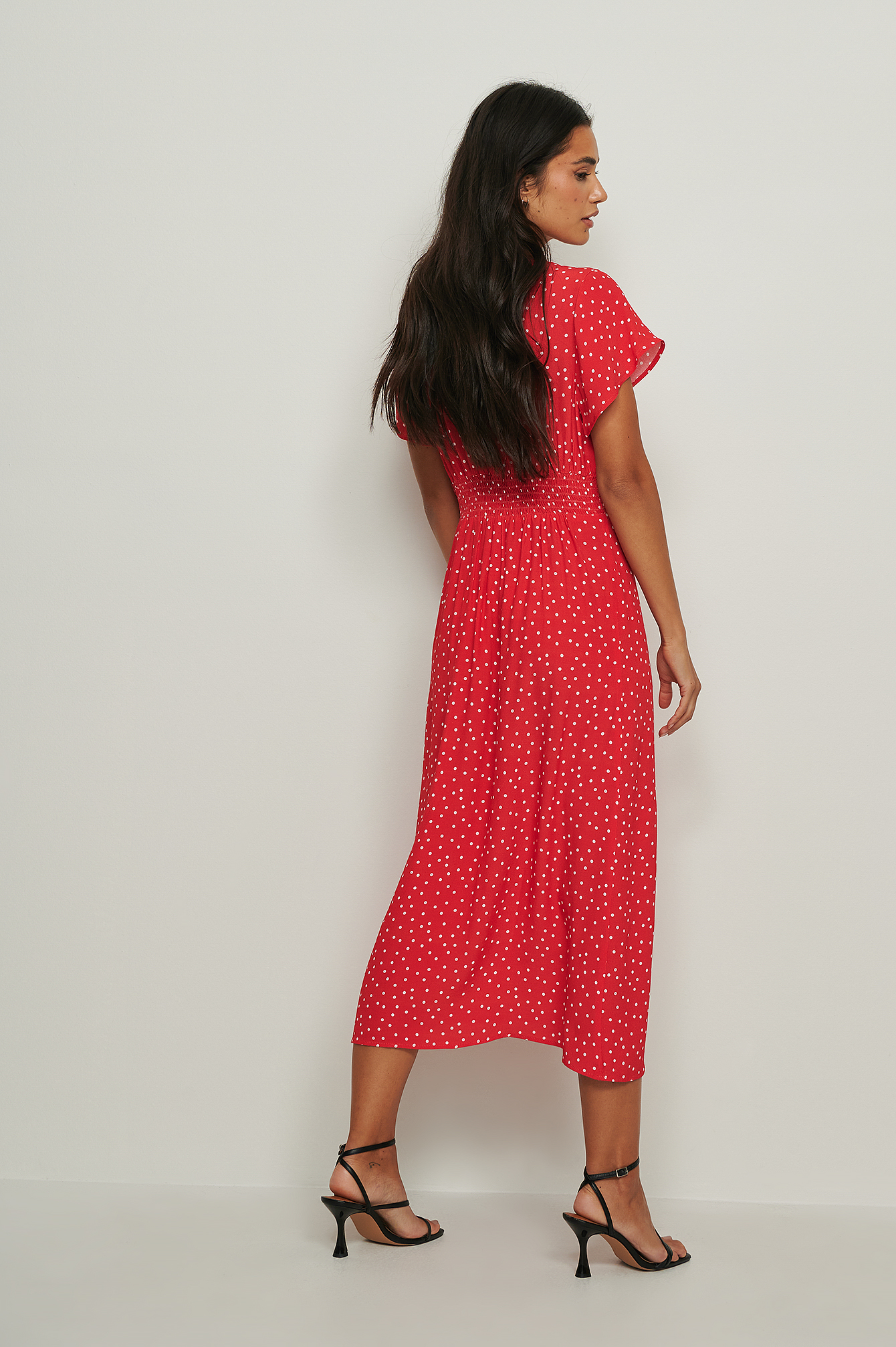 Midi Buttoned Dress Dotted