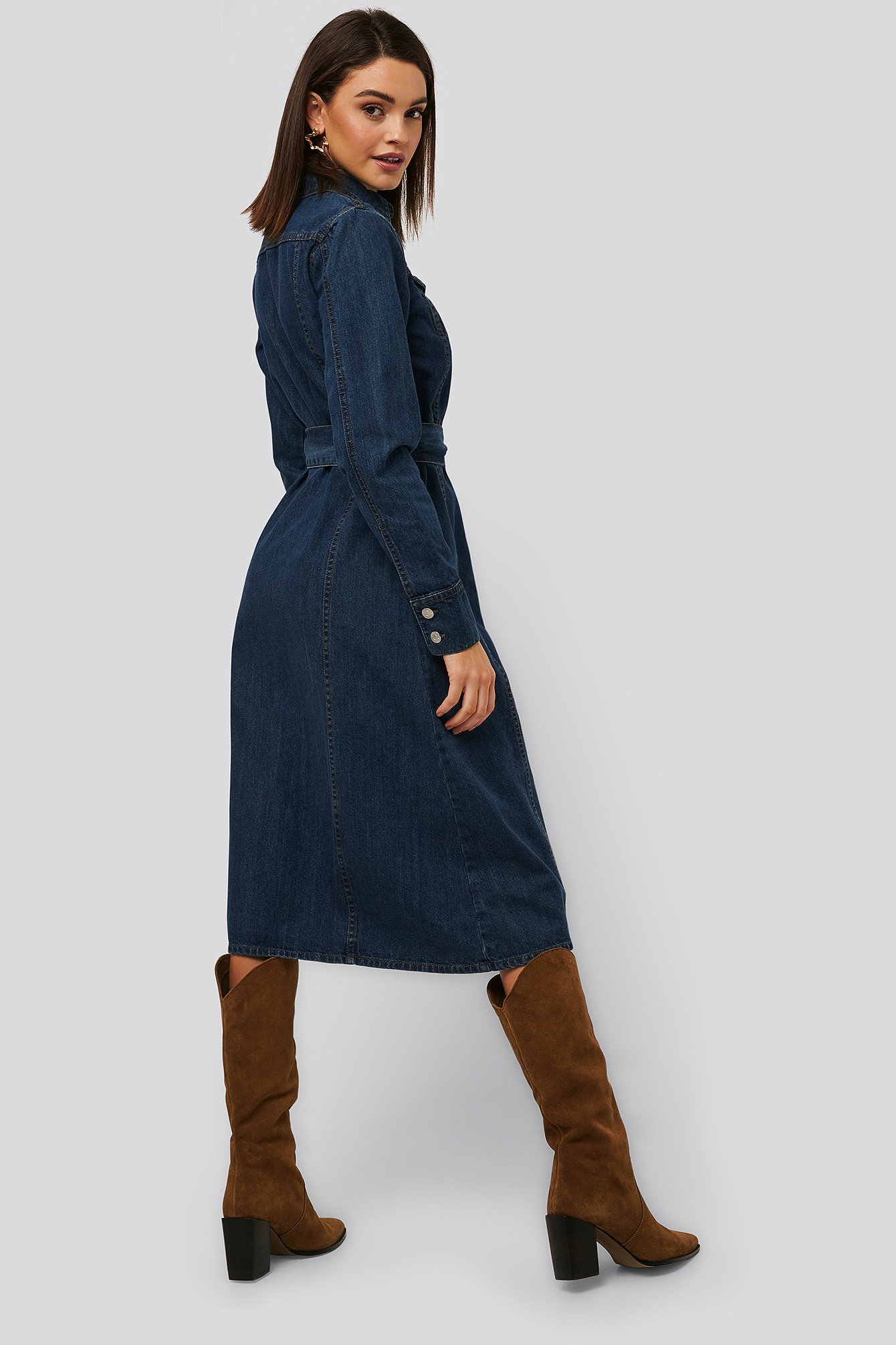 Midi Denim Dress Azul