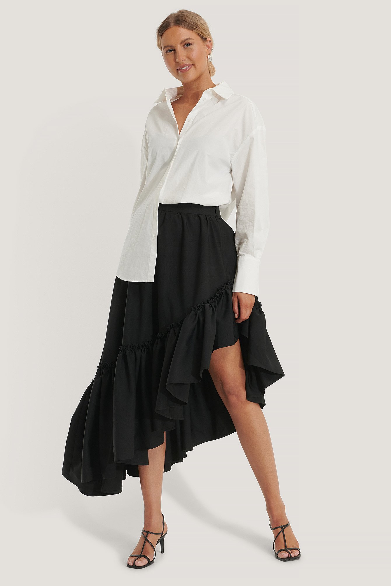 Black Midi Frilled Skirt