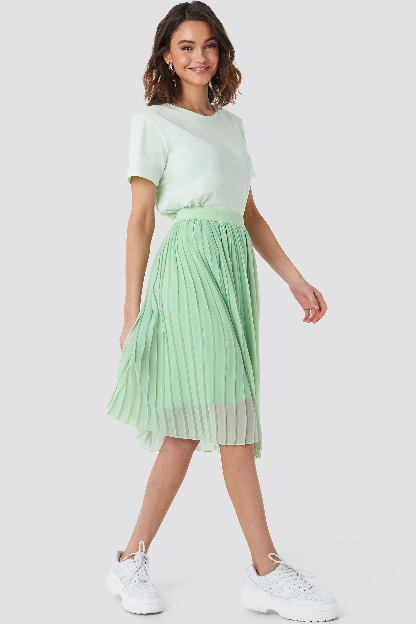 Midi Pleated Skirt Green