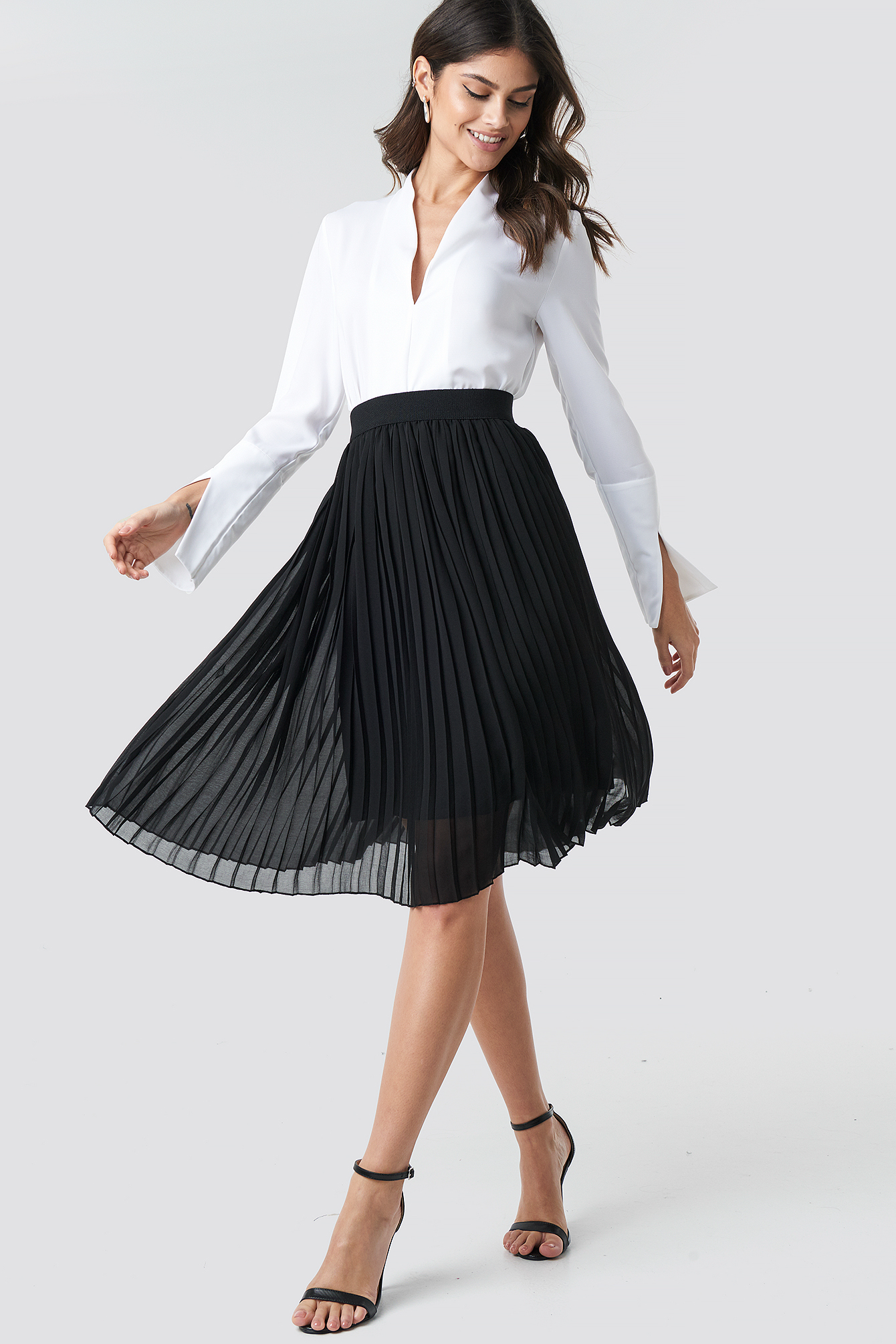 Midi Pleated Skirt Black