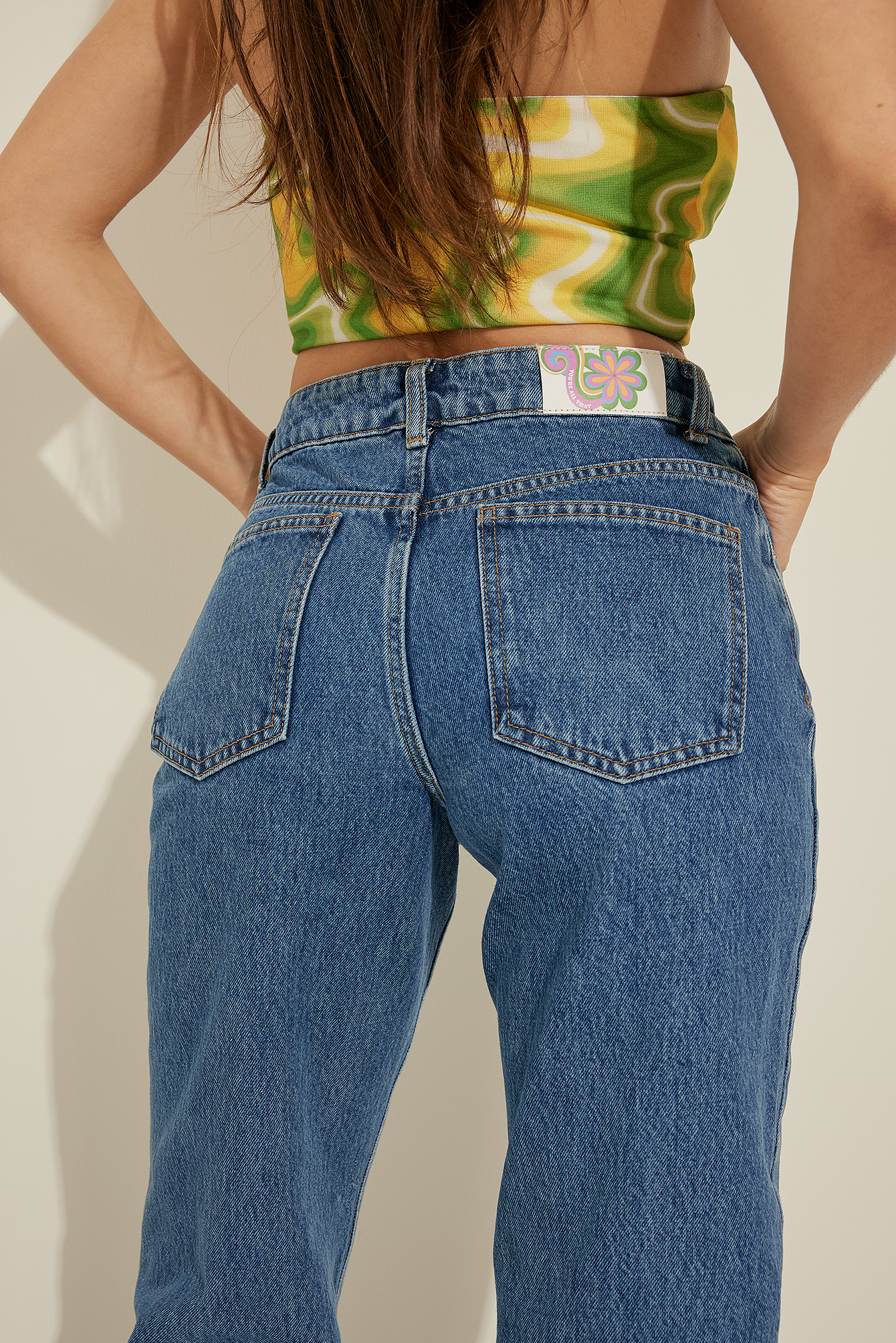 Organic Mid Rise Straight Jeans Blue 