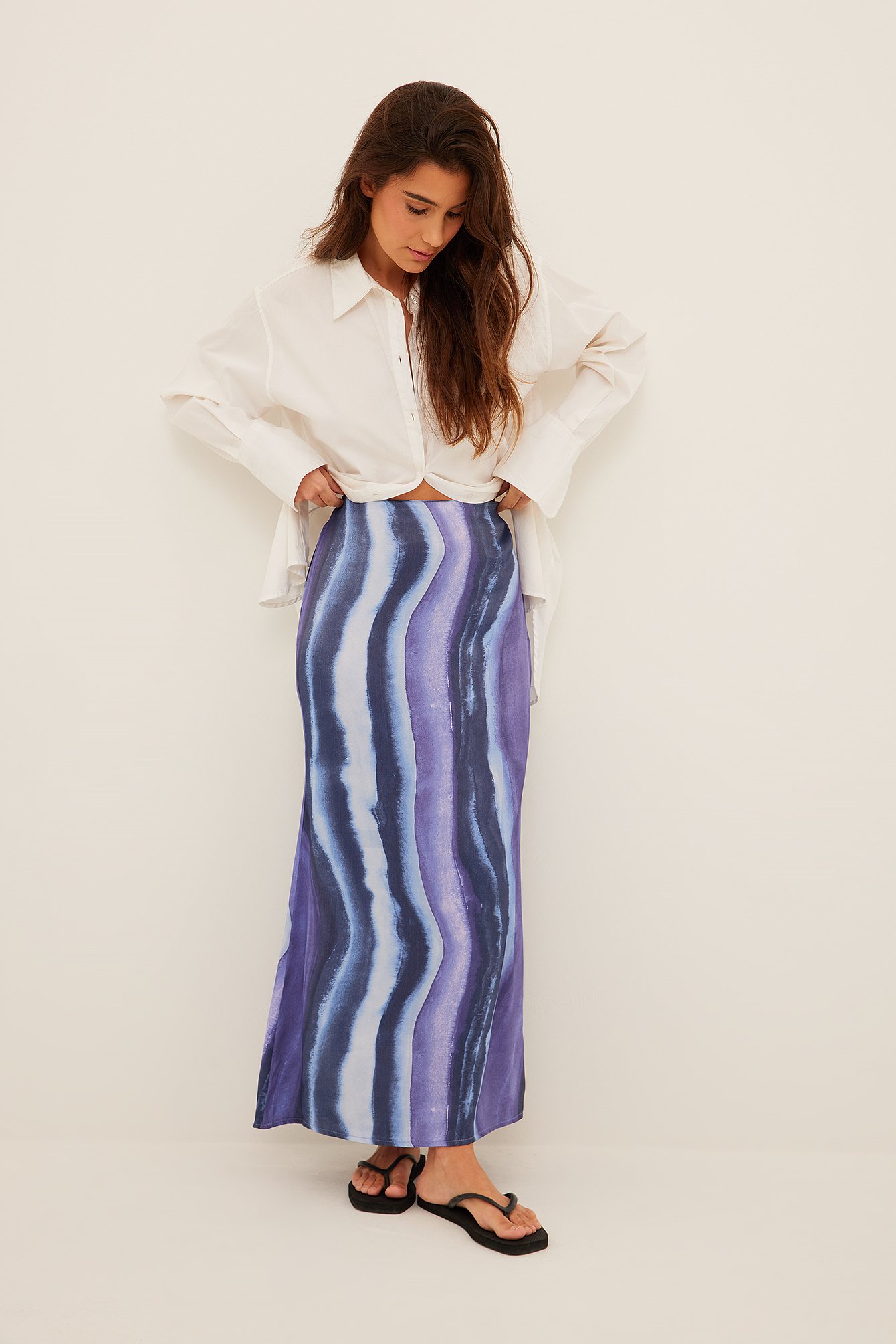 Violette All Over Midi Satin Skirt