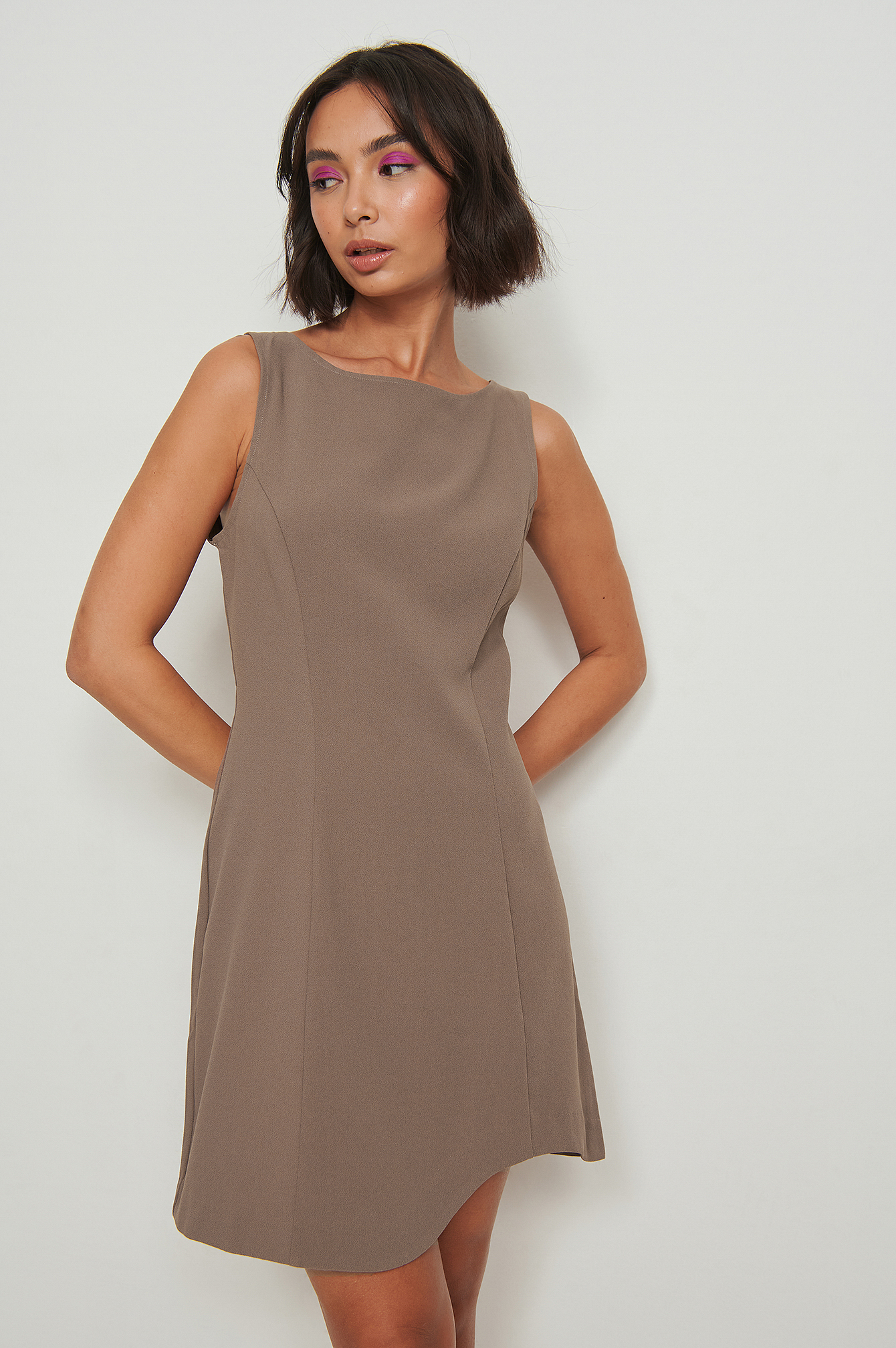 NA-KD Party Mini Asymmetric Dress - Brown