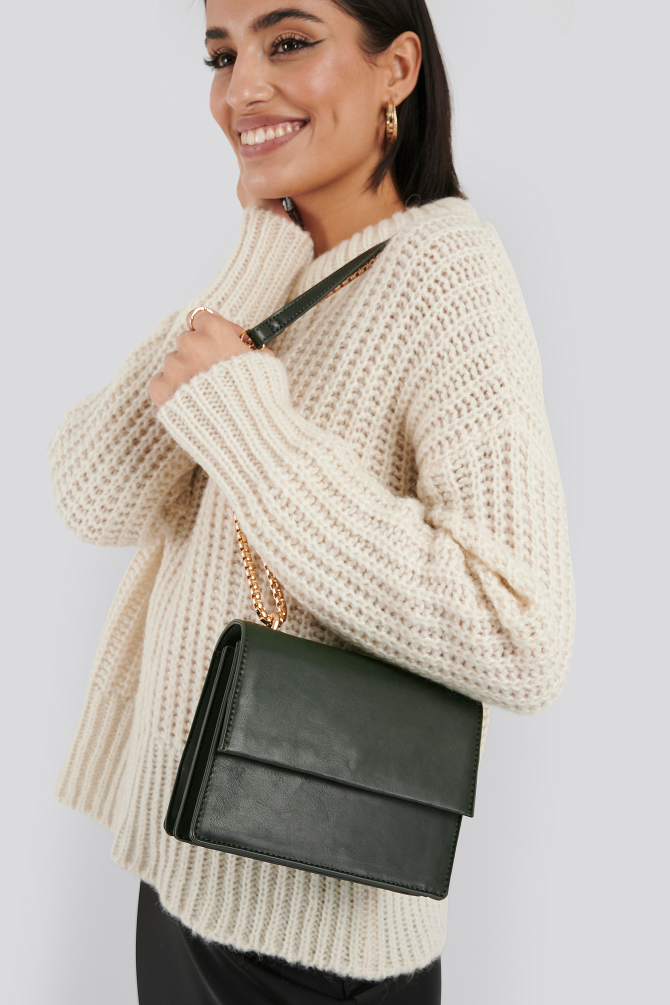 Mini Chain Detail Flap Bag Dusty Green