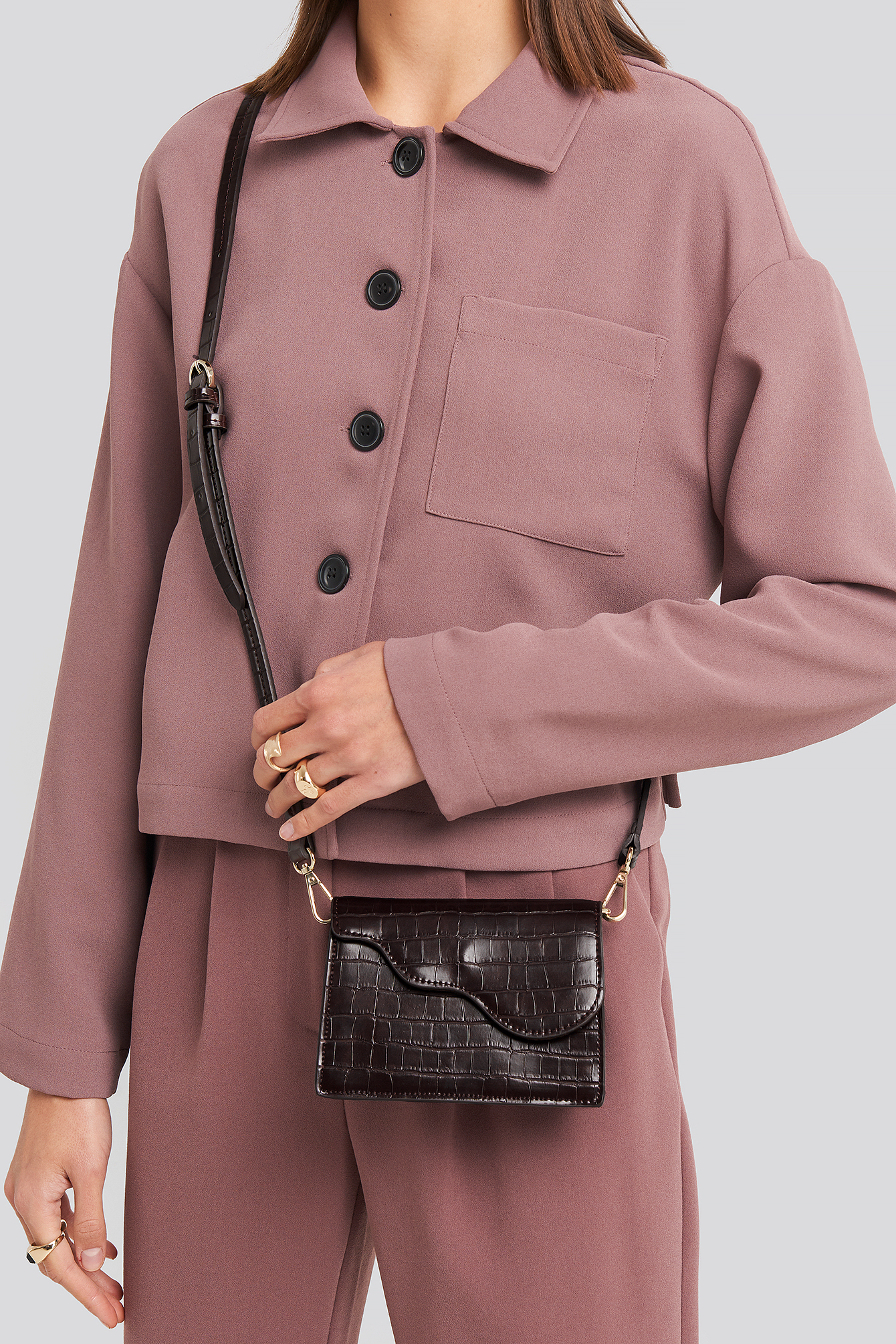 Mini Crossbody Bag Brown Croco