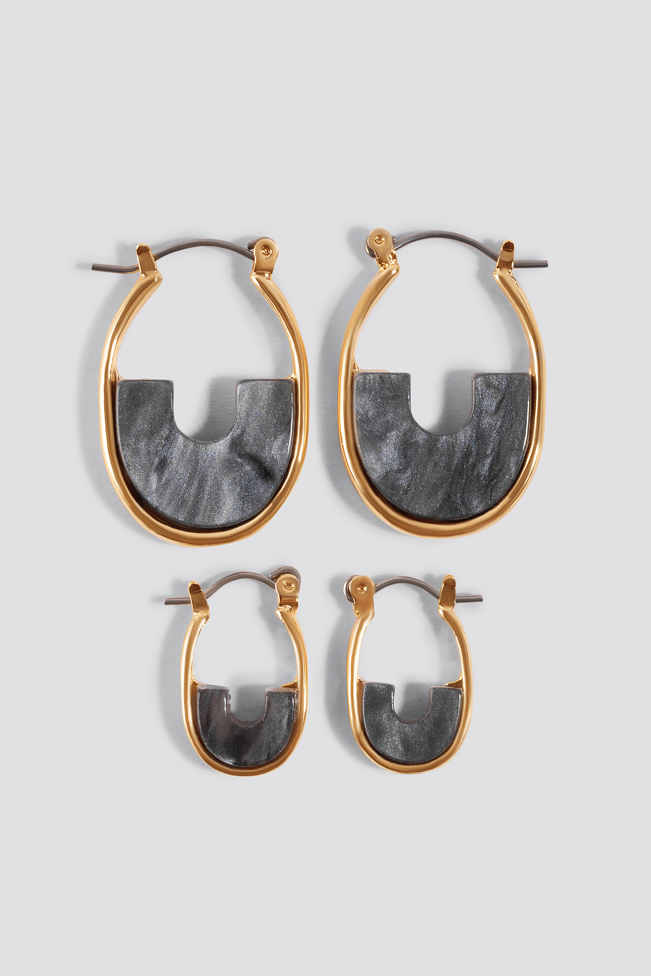 Mini Filled Hoop Earrings (Multi Pack) Grey