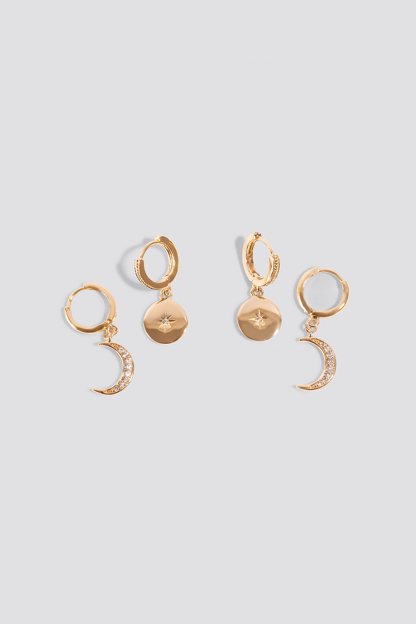 Mini Moon And Star Pendant Earrings Gold