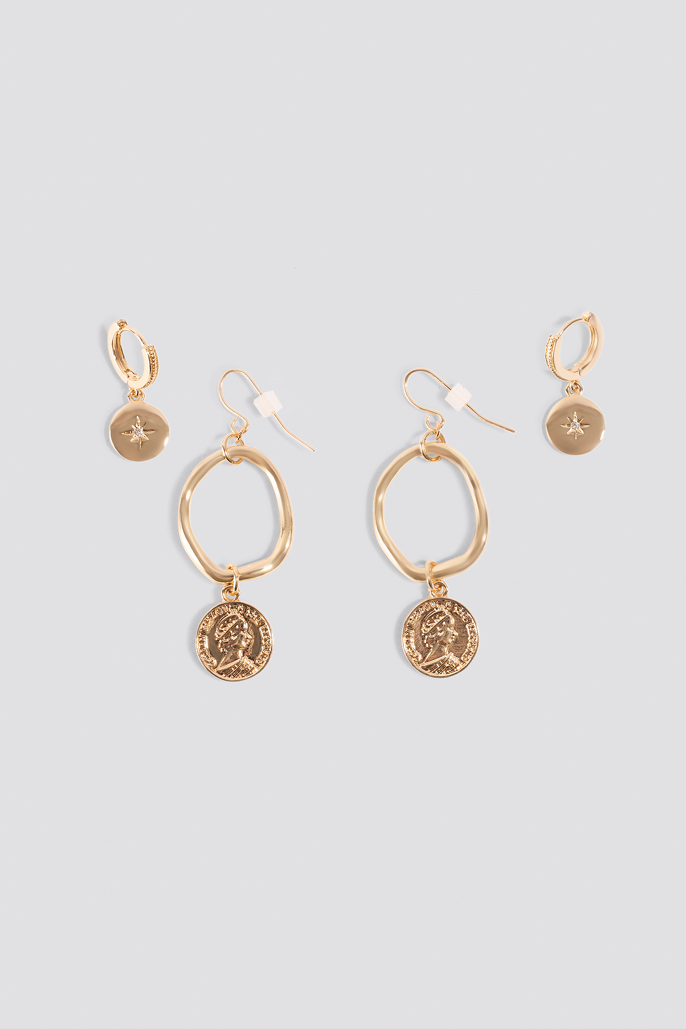 Mini Pendant Coin Earrings (2-pack) Gold