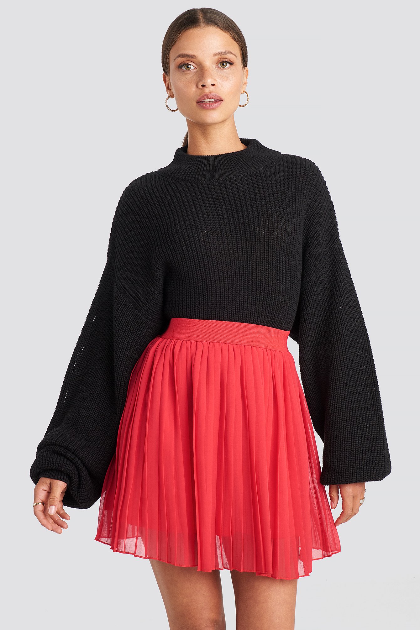 Red NA-KD Mini Pleated Skirt