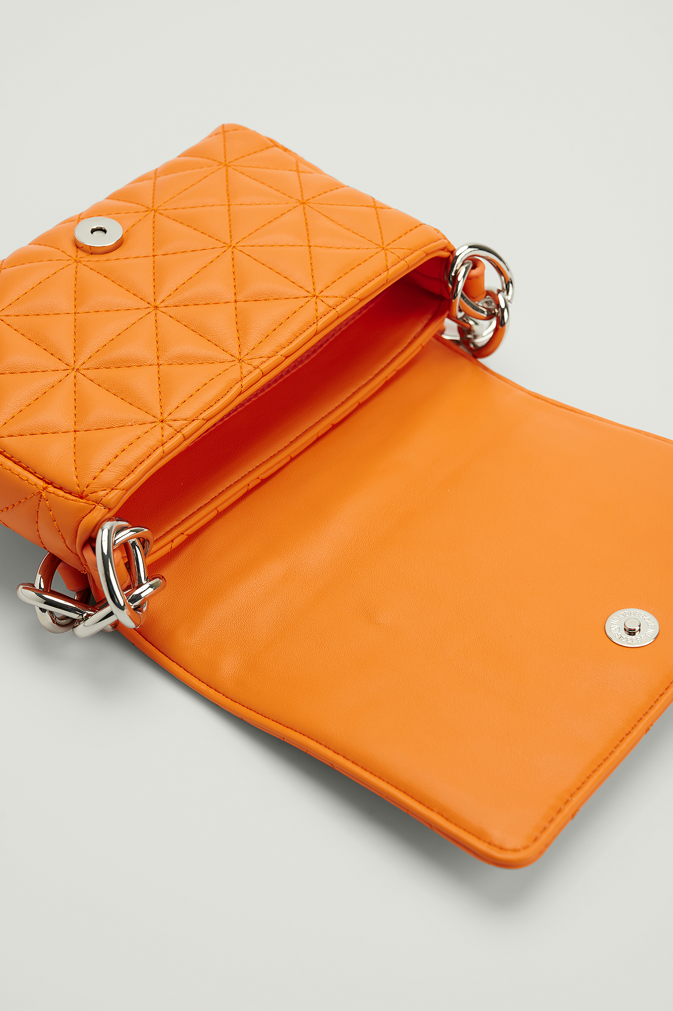 Orange Mini Quilted Chunky Chain Bag