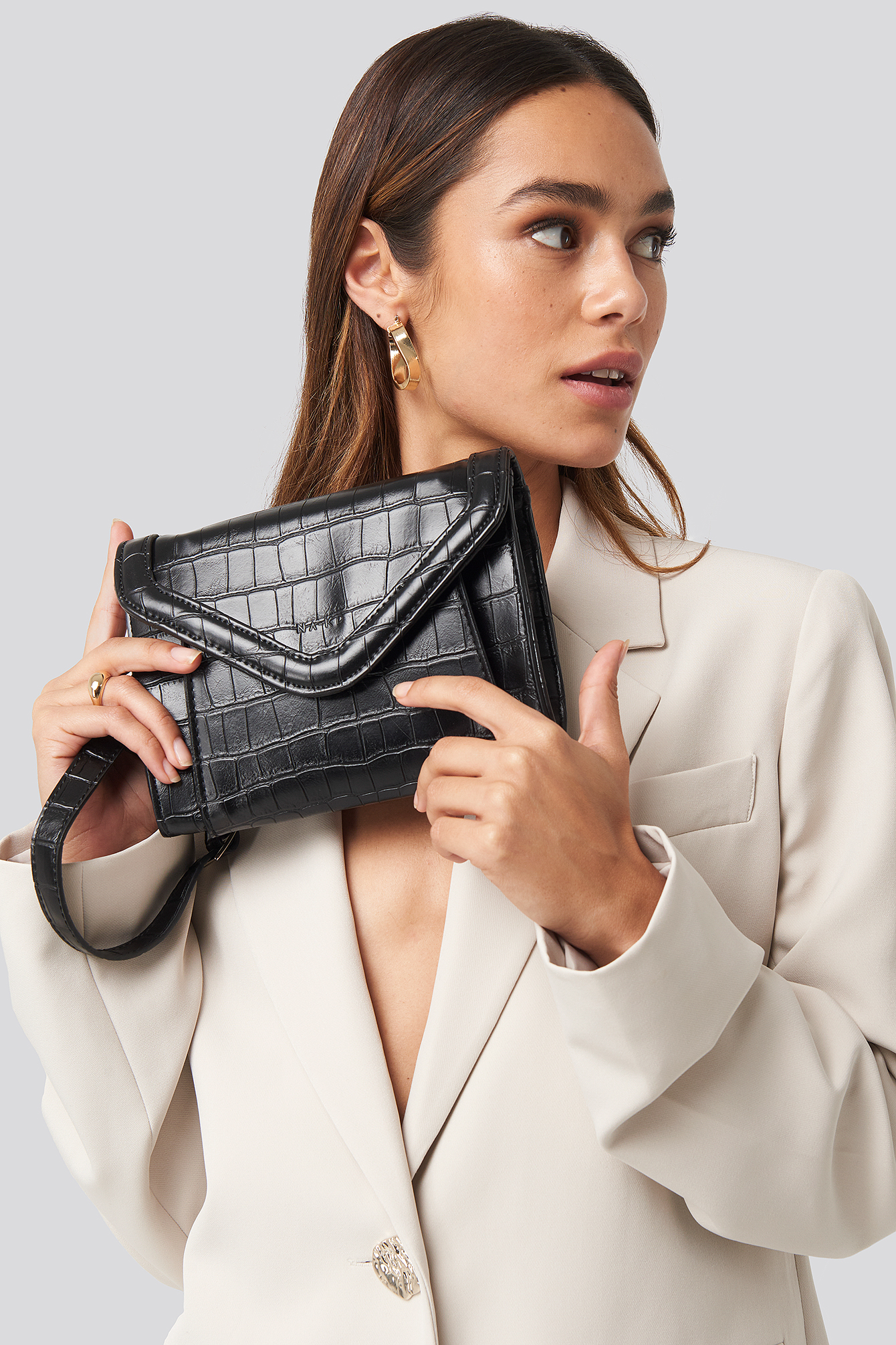 Mini Two Way Bag Black Croco