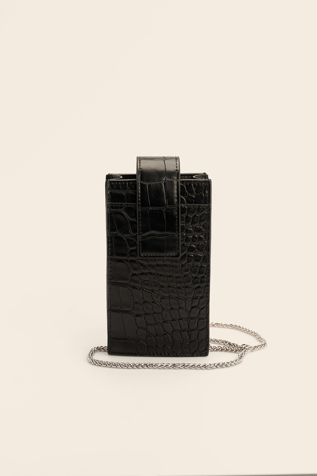 Black Croco Mobile Phone Crossbody Bag