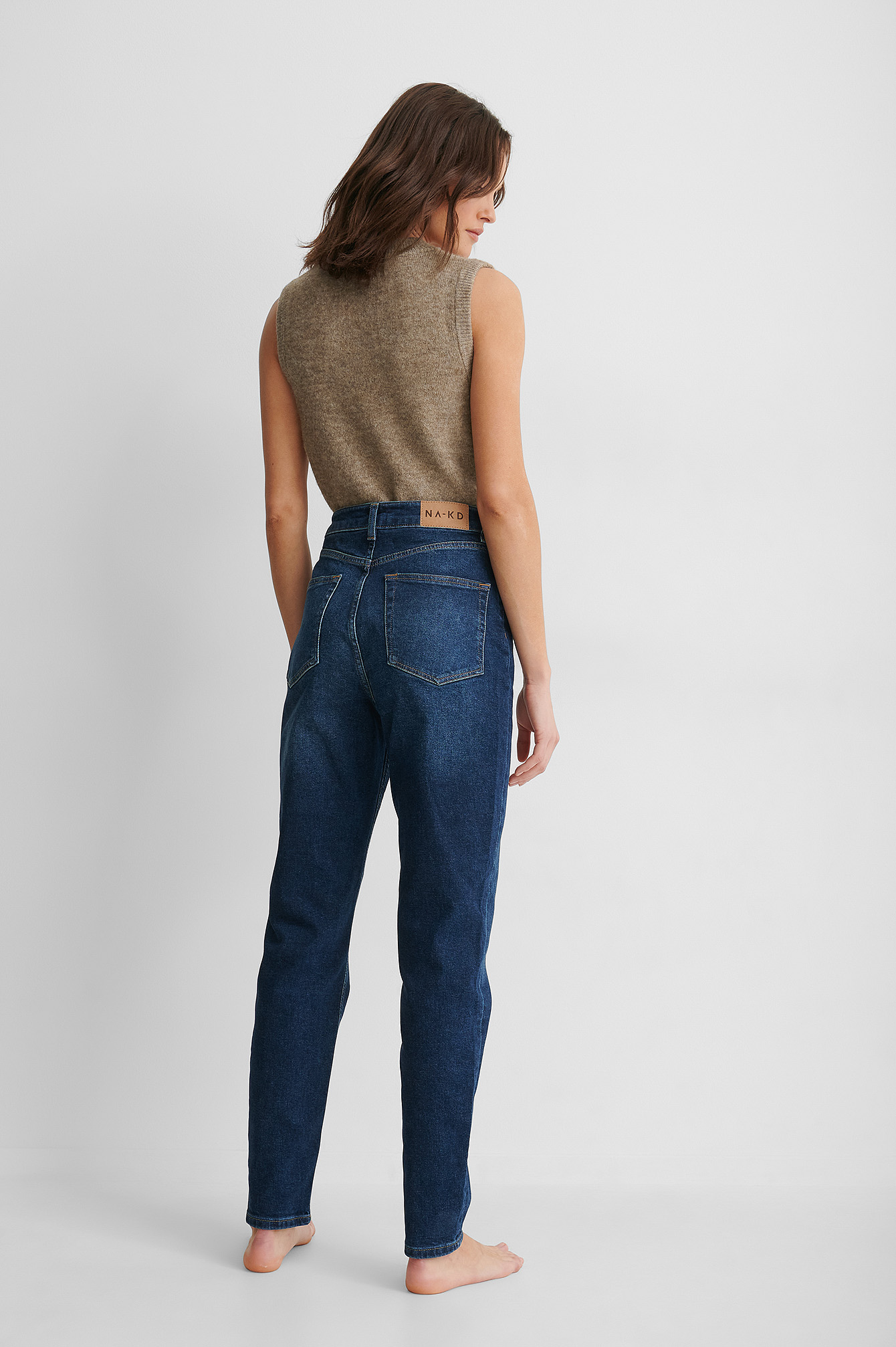 Organic Mom Jeans Tall Blue | na-kd.com