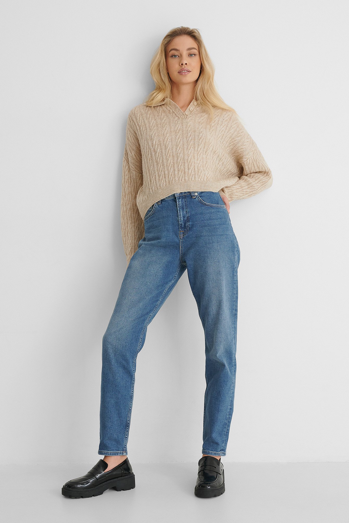 Mid Blue Ekologiska mom-jeans