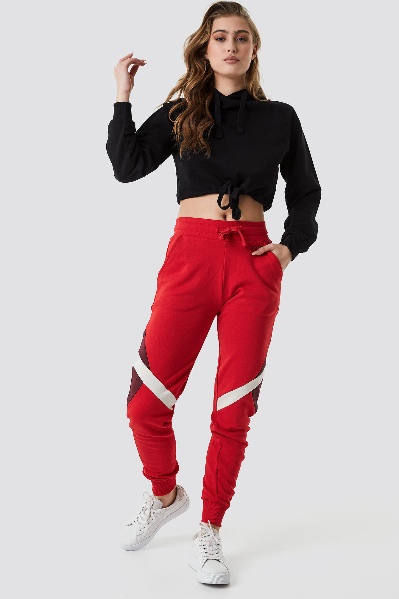 Multi Blocked Sweatpants Red