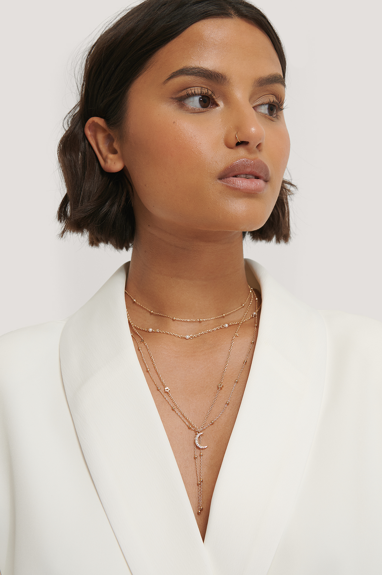 Multi Pearl Moon Drop Necklaces Gold | NA-KD