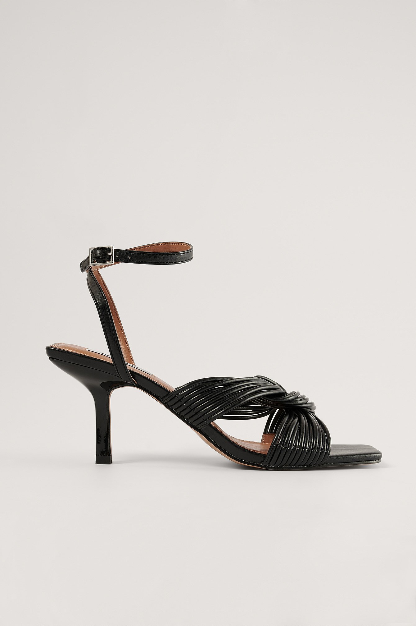 black multi strap heels