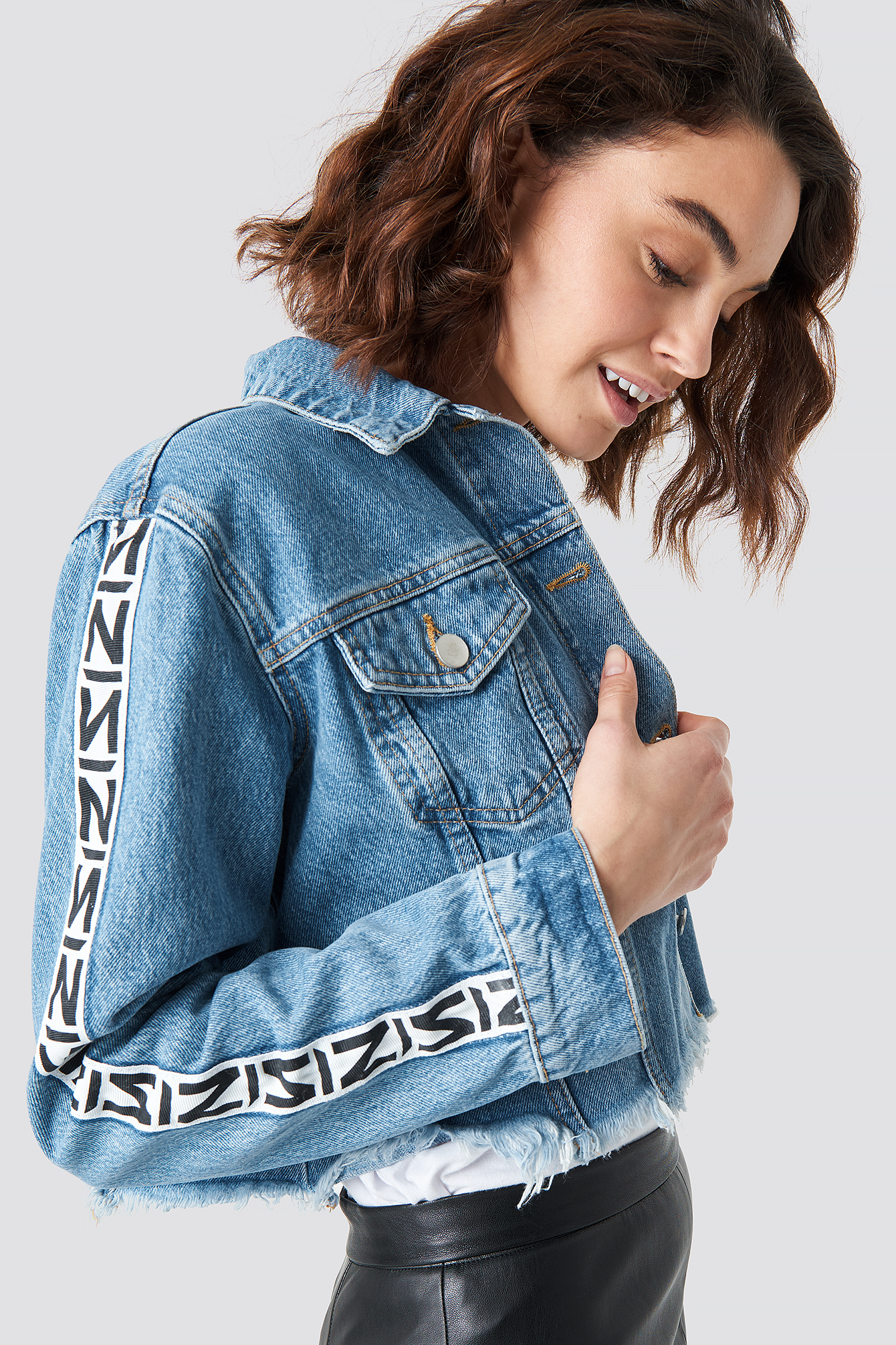N Branded Denim Jacket Mid Blue