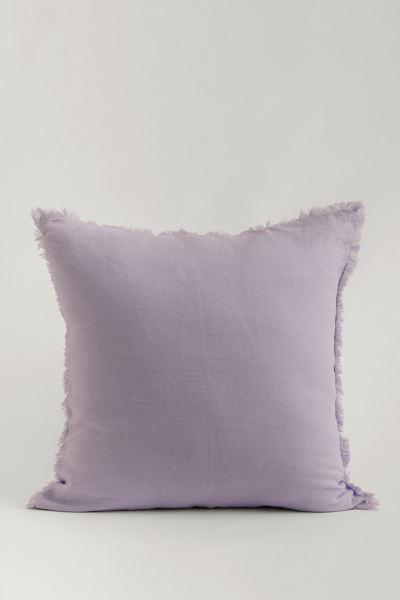 Purple Funda de cojín de lino con flecos