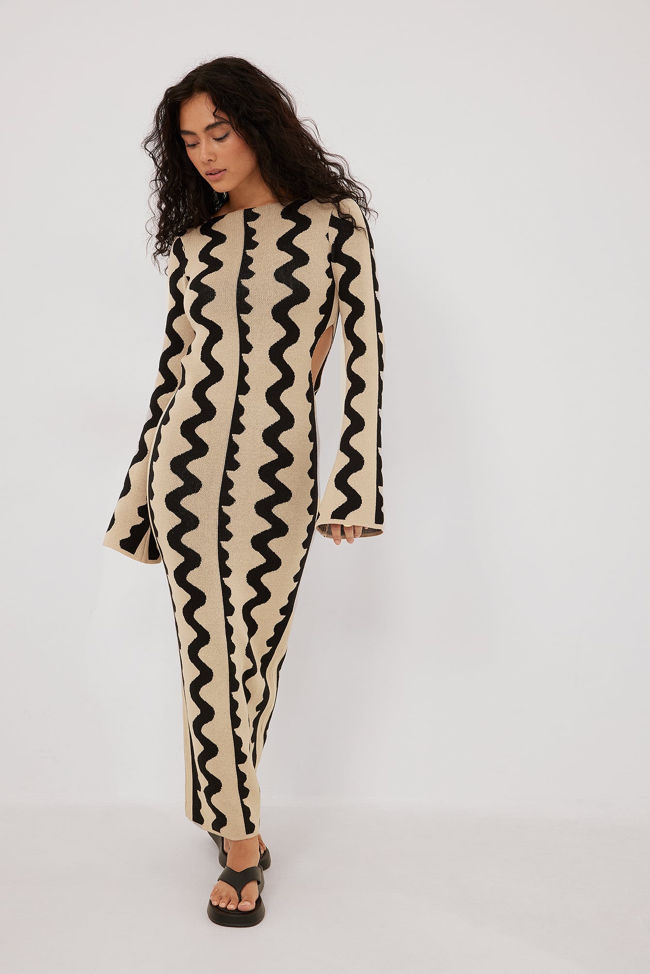 Kimono Sleeve Knitted Maxi Dress Multicolor NAKD
