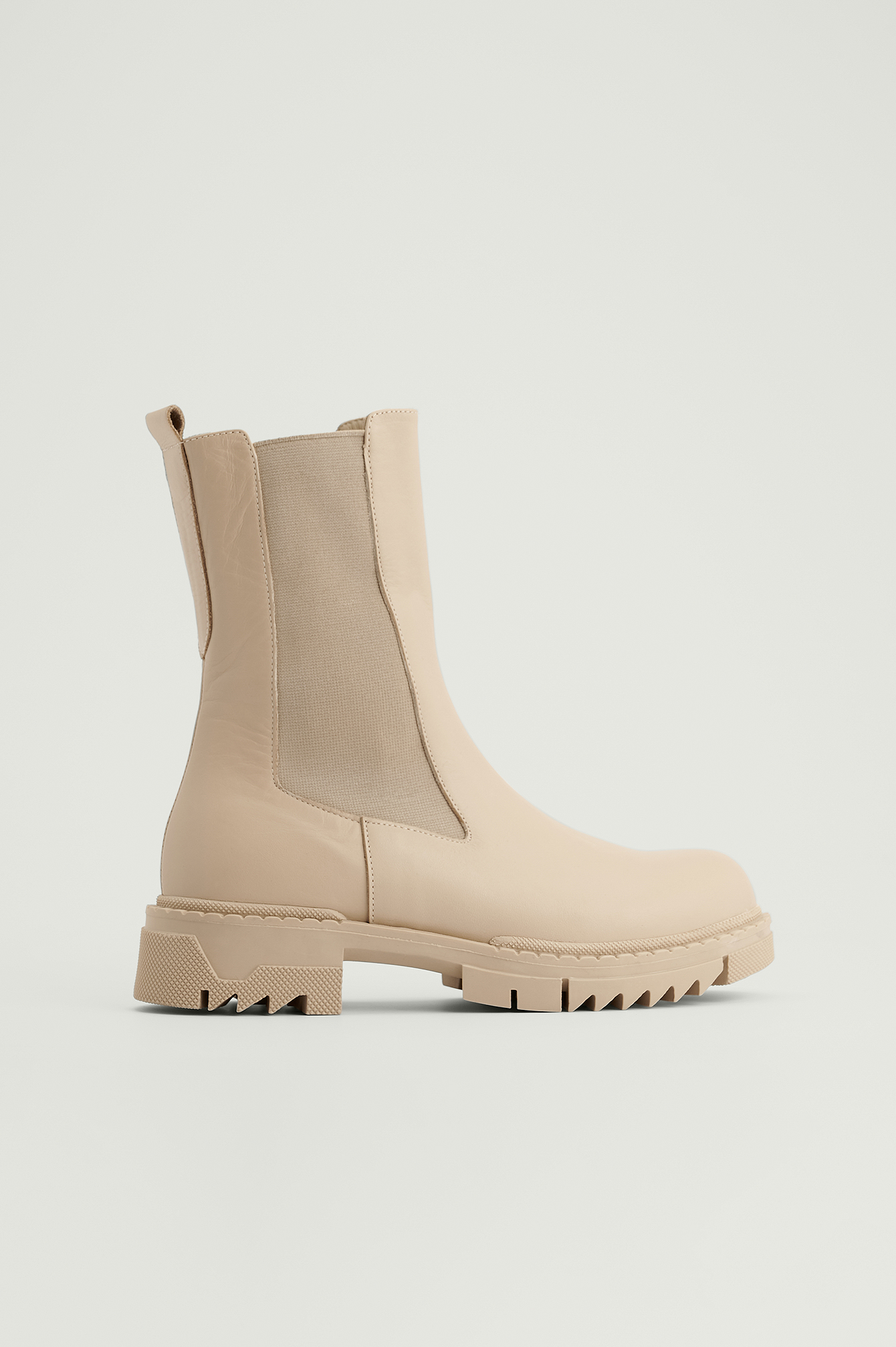 Leather Profile Chelsea Boots Beige | NA-KD