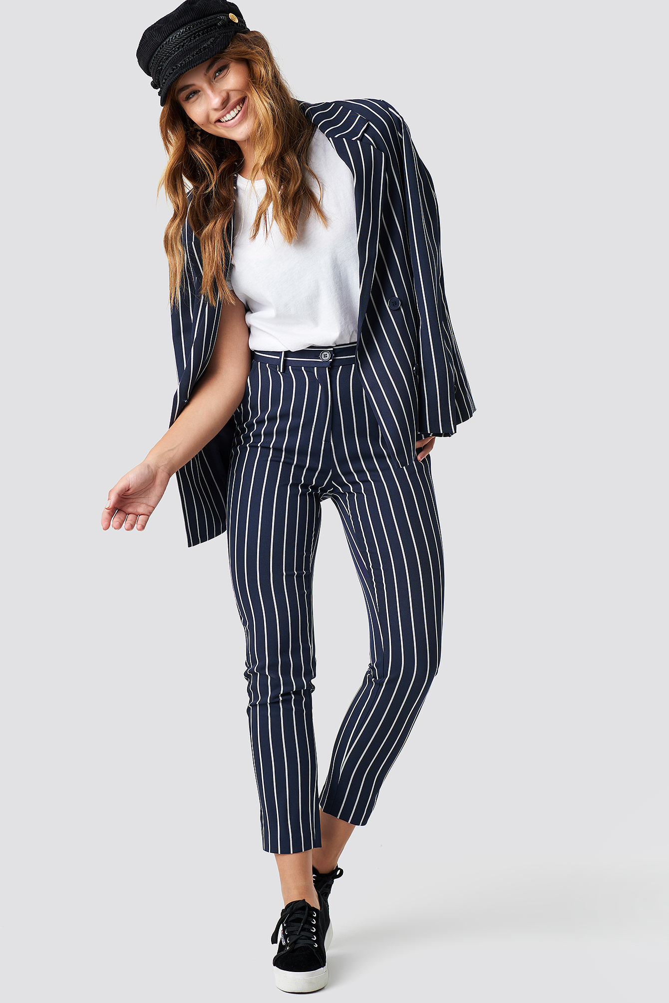 Navy Striped Suit Pants Navy