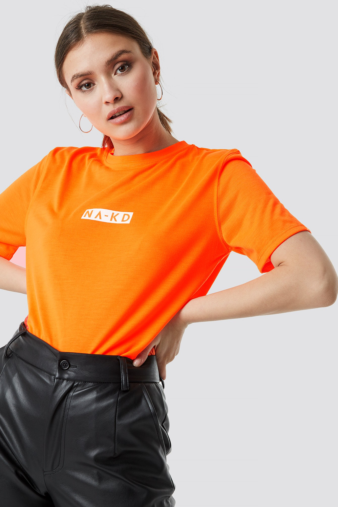 Na-kd  Neon Logo Tee - Orange