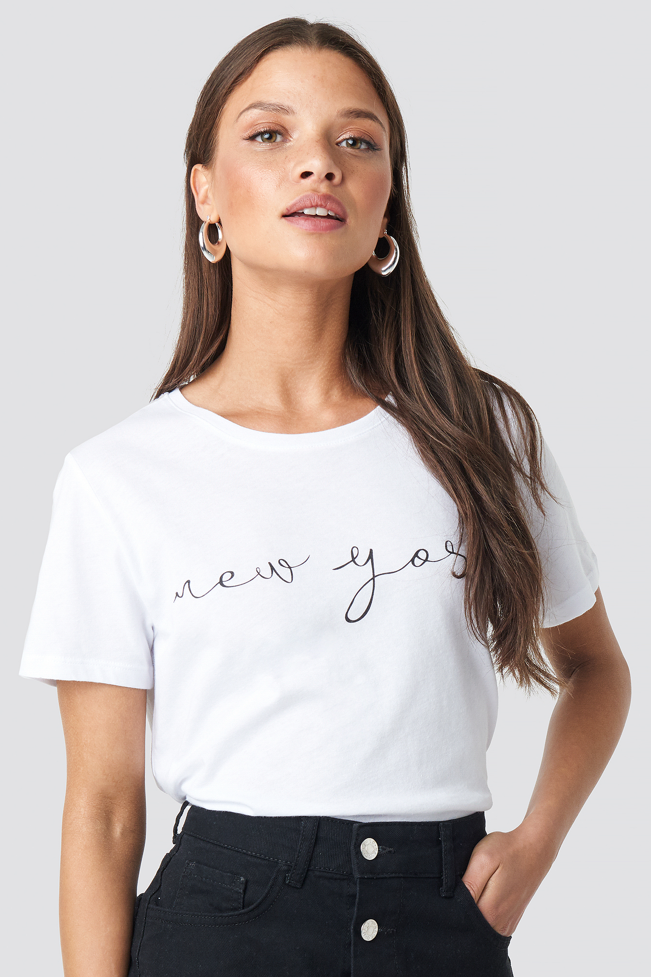 New York Print Tee White/Black