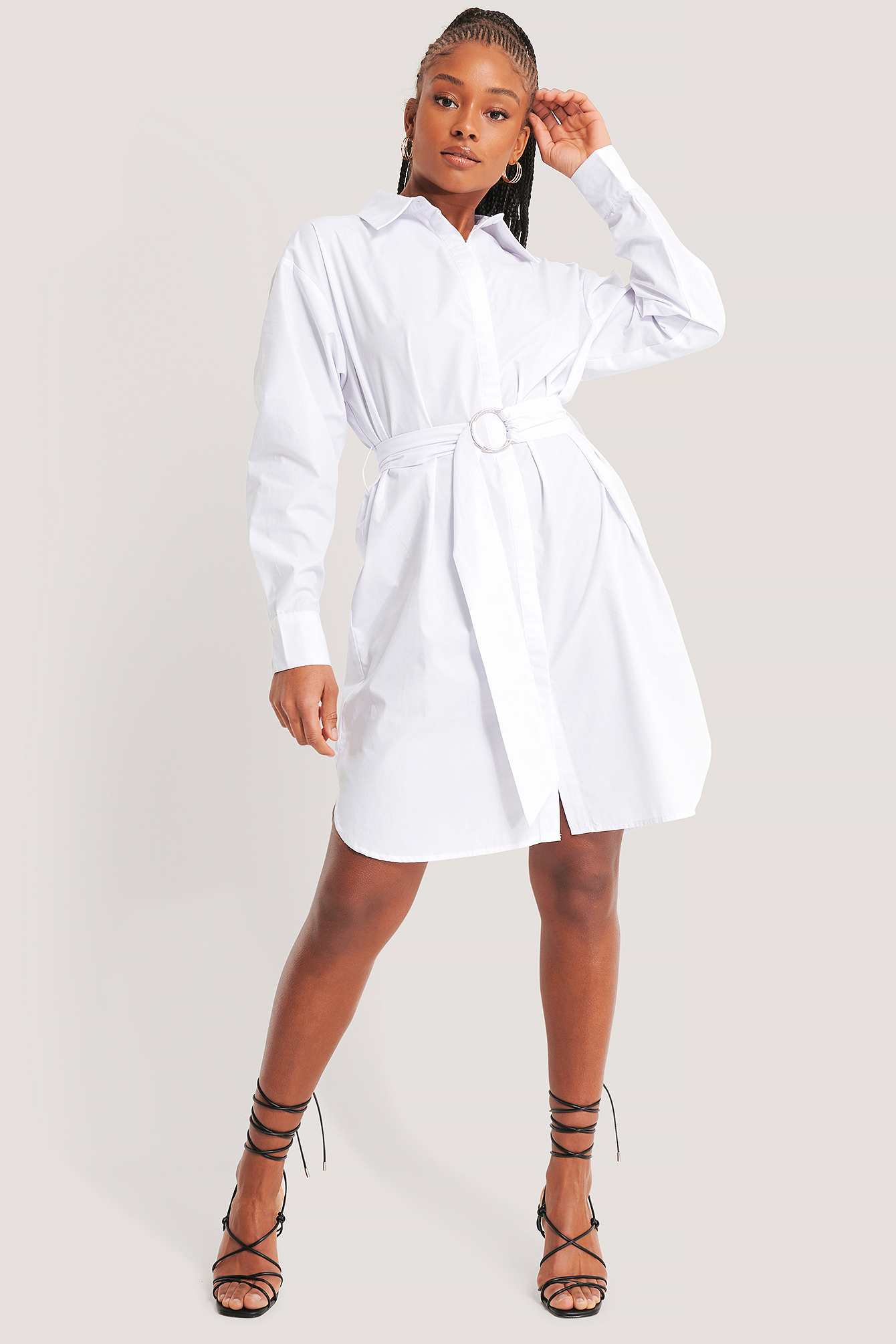 O-ring Belted Shirt Dress White | na-kd.com