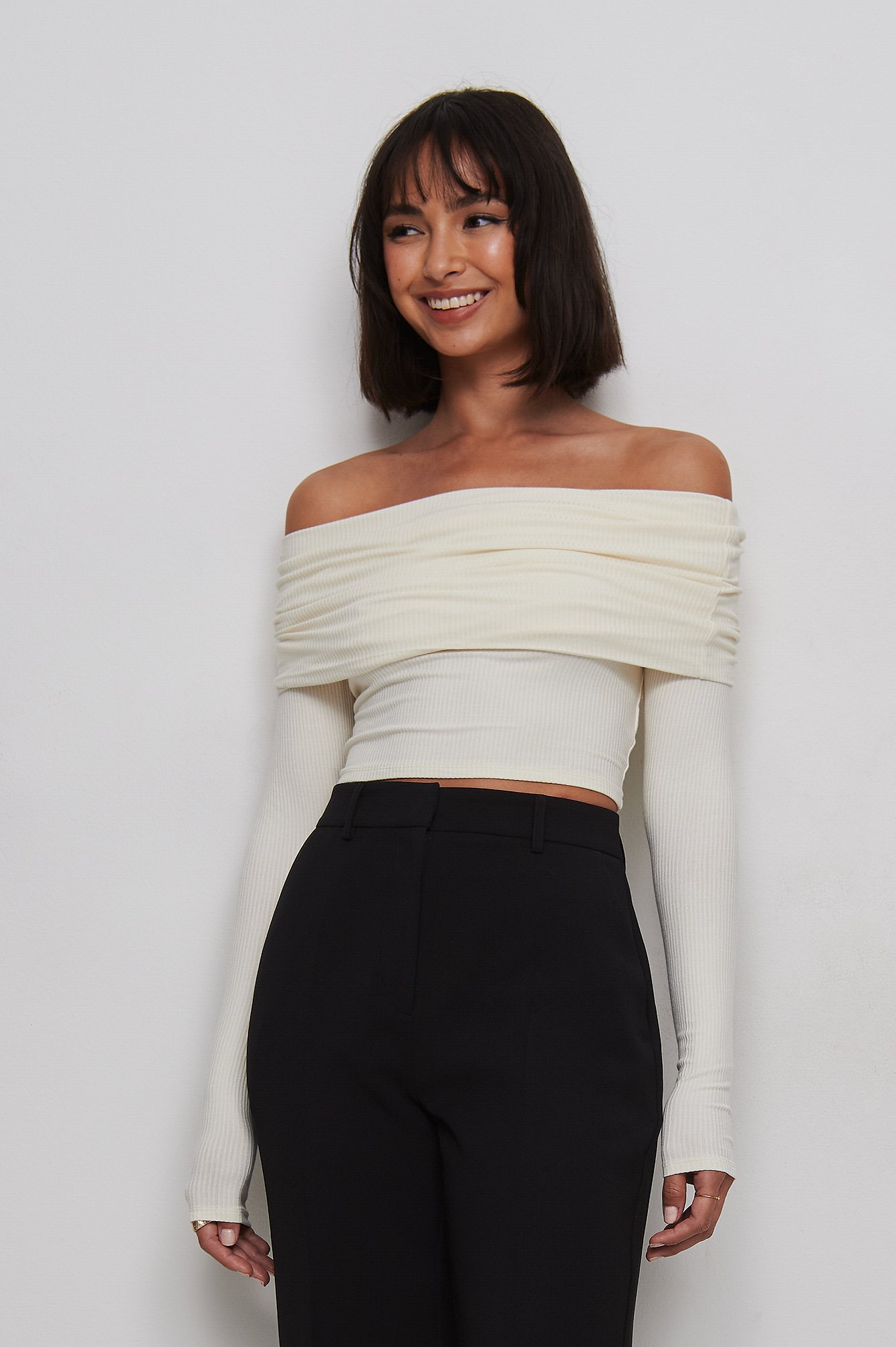 Offwhite Off Shoulder Cropped Top