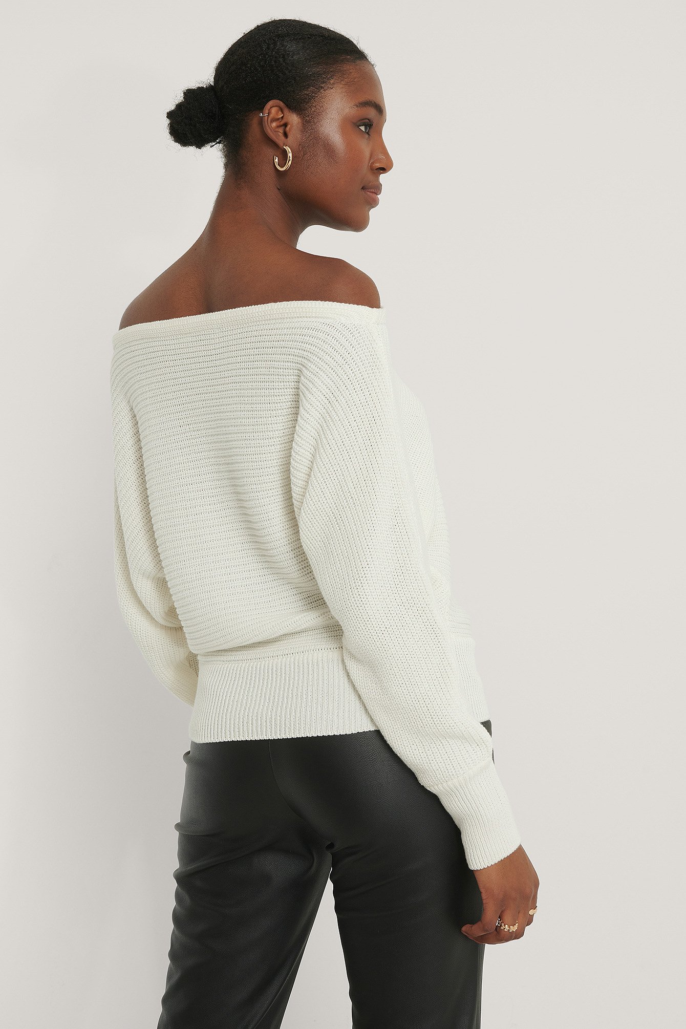 Offwhite Off Shoulder Knitted Sweater