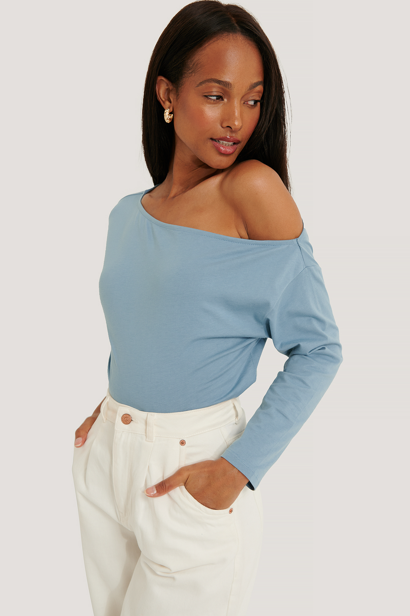 teal off shoulder top