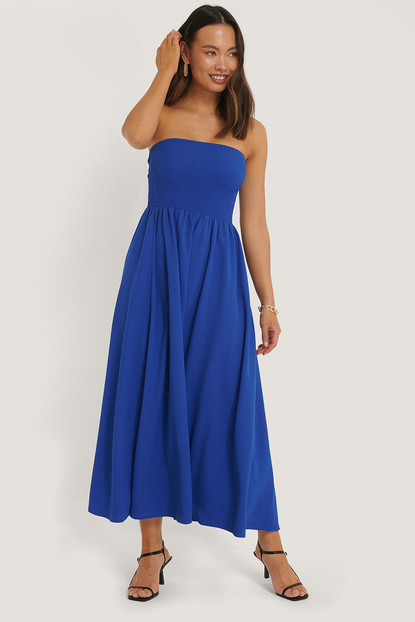 Off Shoulder Midi Dress Blue | na-kd.com
