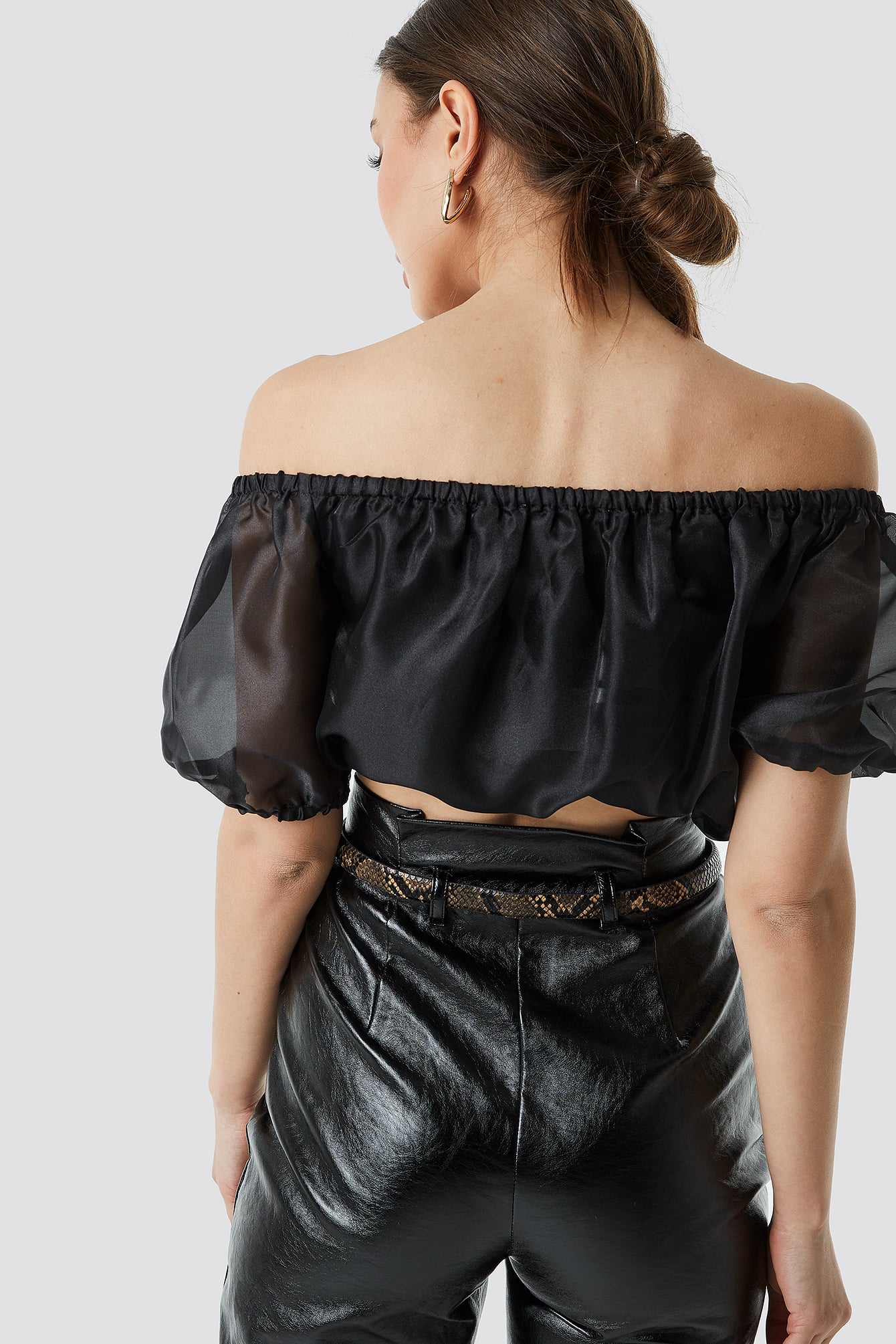 Off Shoulder Puff Sleeve Top Black