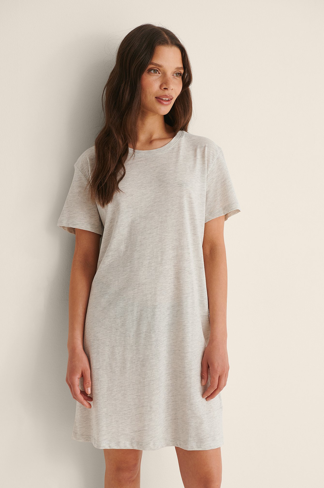 Light Grey Melange Ekologiczna t-shirt w formie sukienki