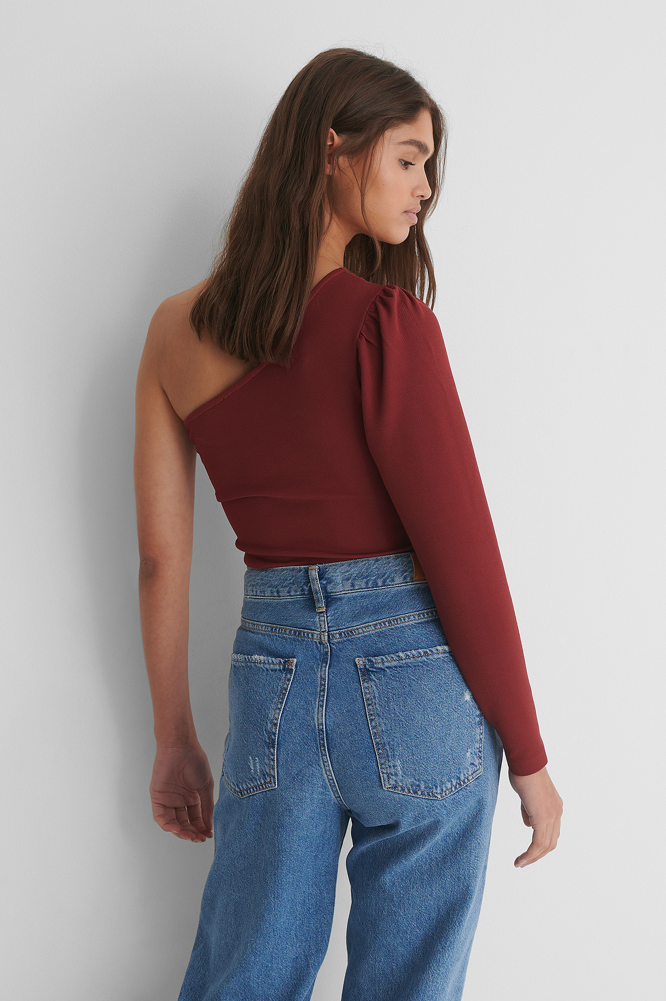 Burgundy One Shoulder Rouched Body