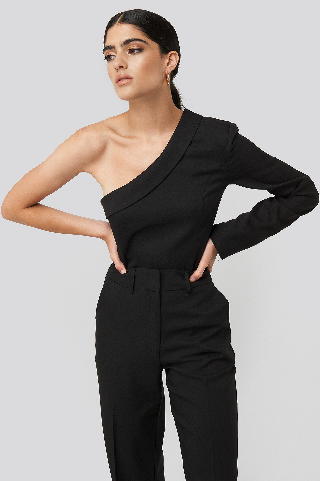 One Shoulder Shirt Black