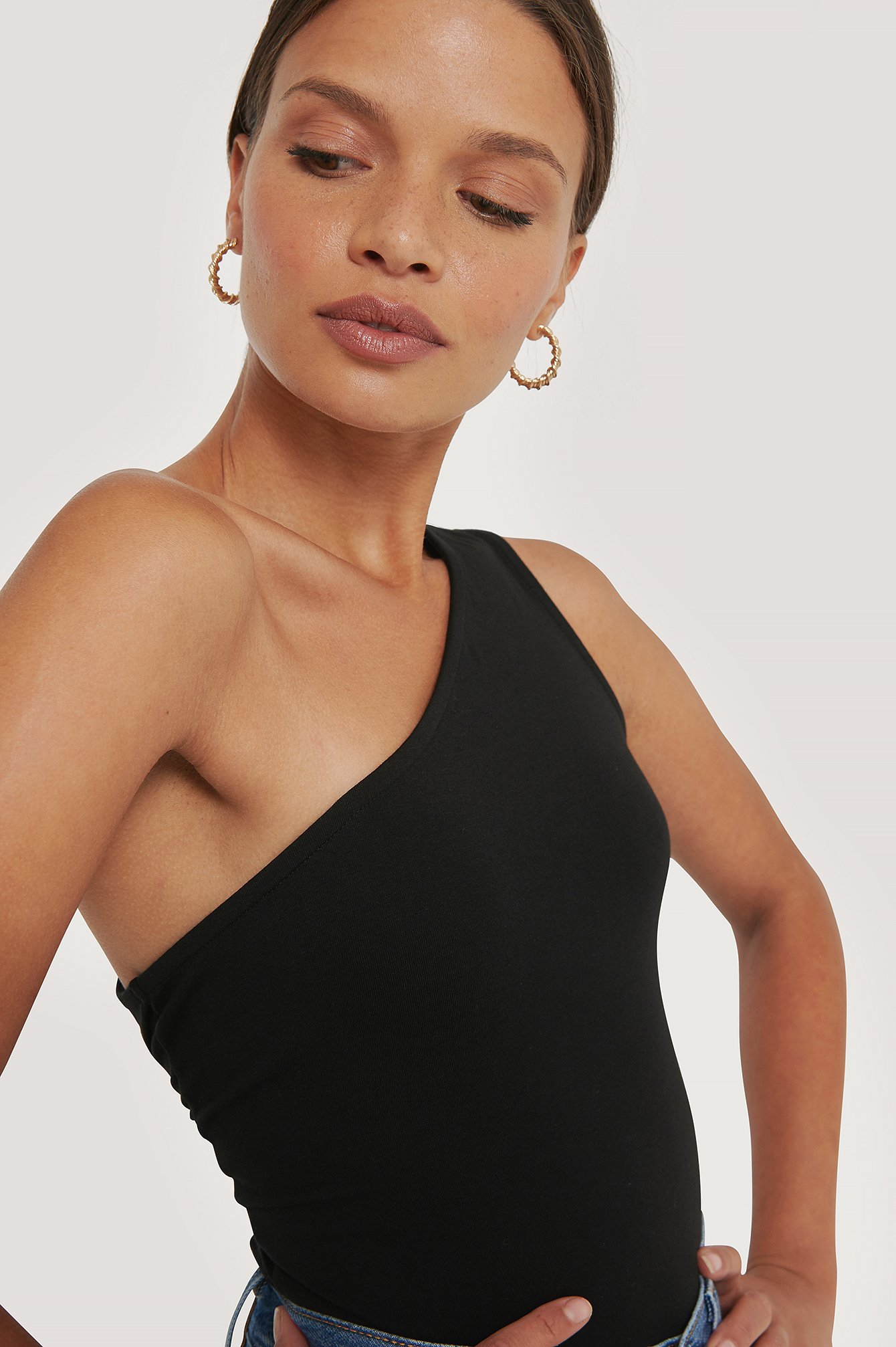 One Shoulder Singlet Body Black | na-kd.com