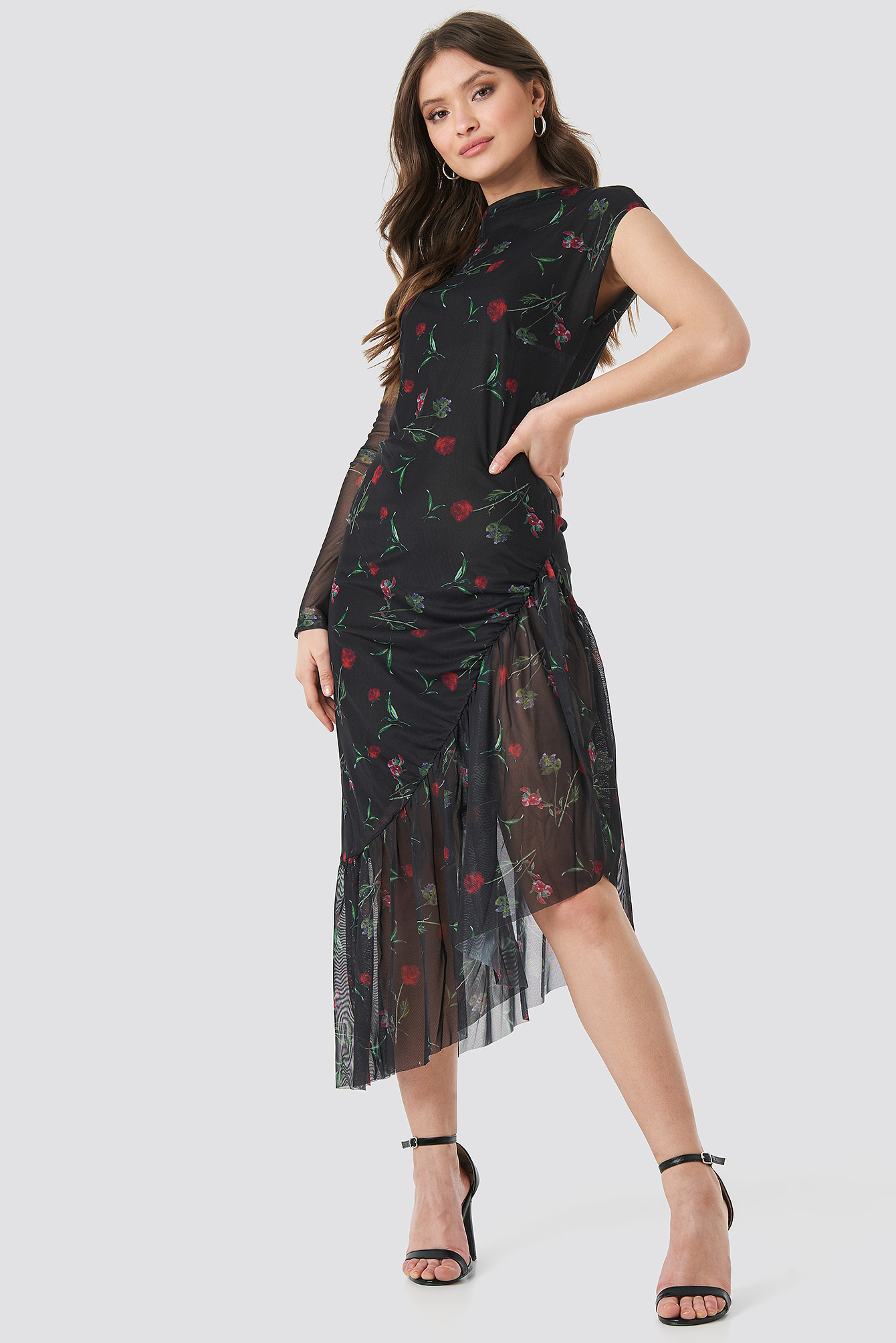 one sleeve mesh dress