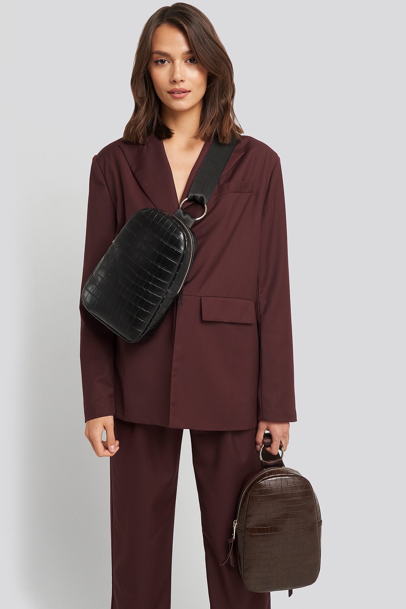 One Strap Sling Bag Black Croco