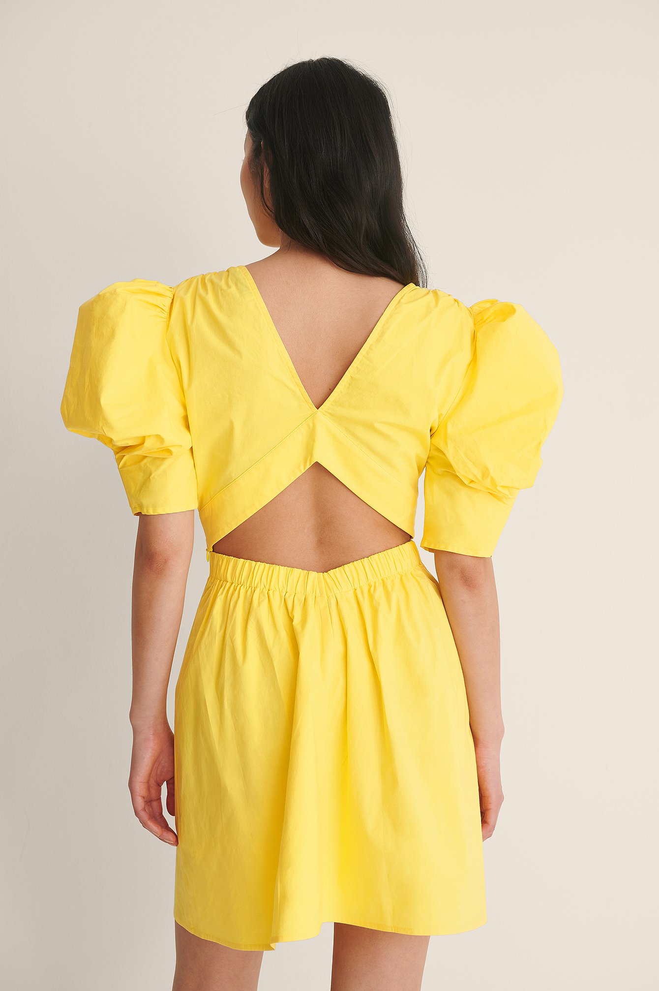 Yellow Open Back Detail Mini Dress