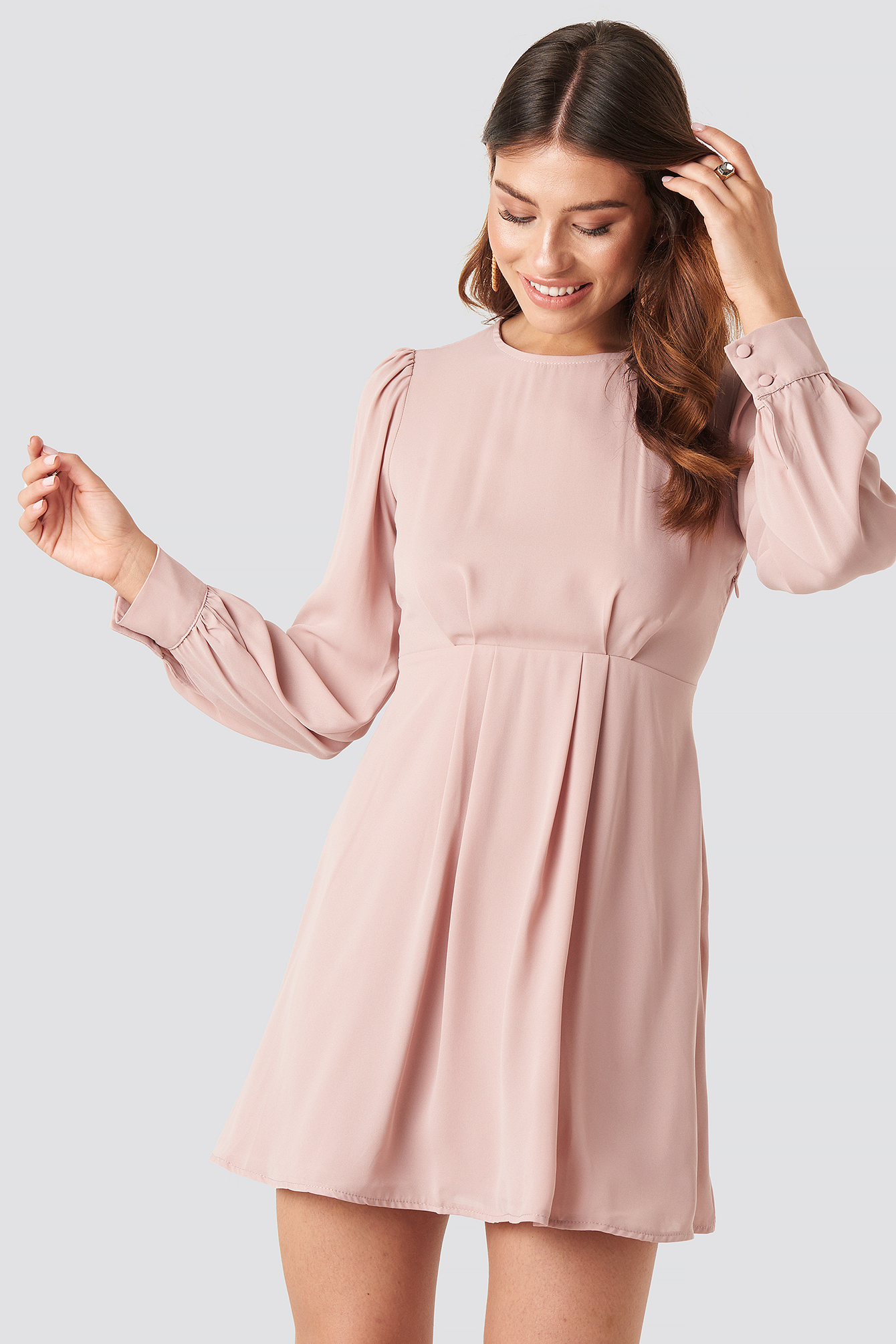 Open Back Flowy Mini Dress Dusty Pink