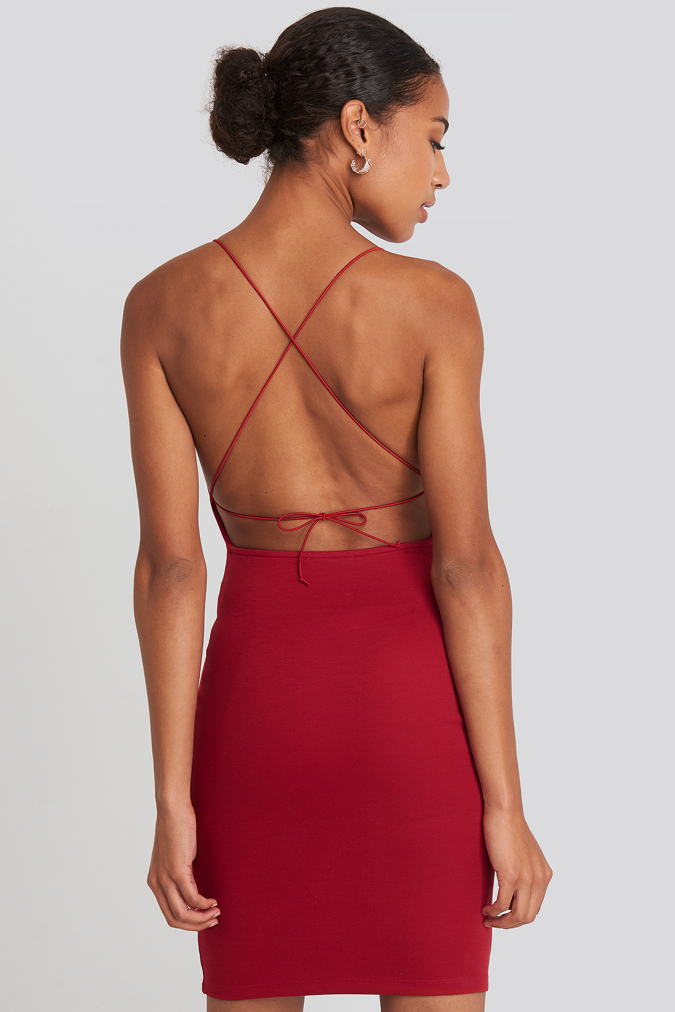 Open Back Jersey Dress Red