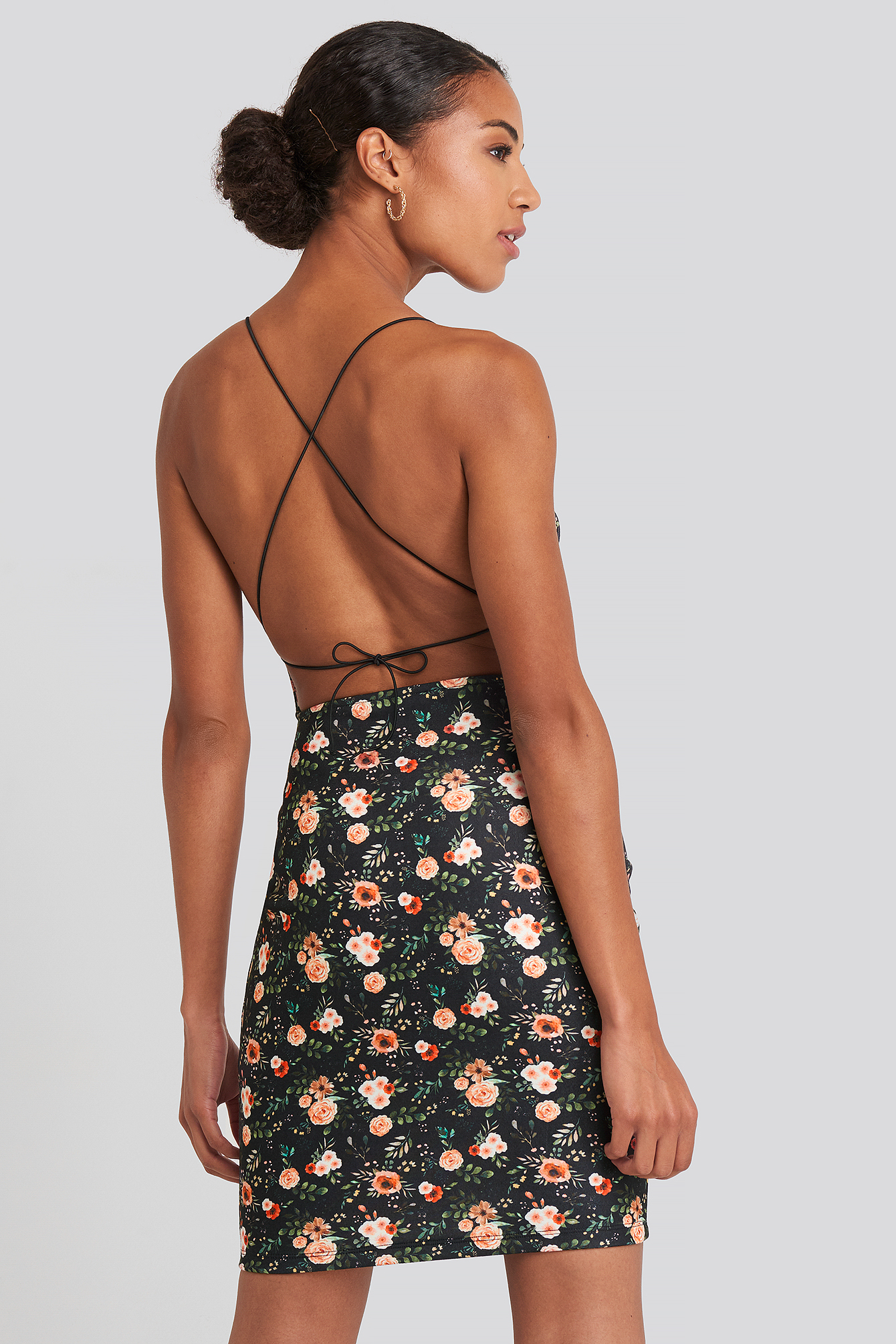 Open Back Jersey Dress Floral Print