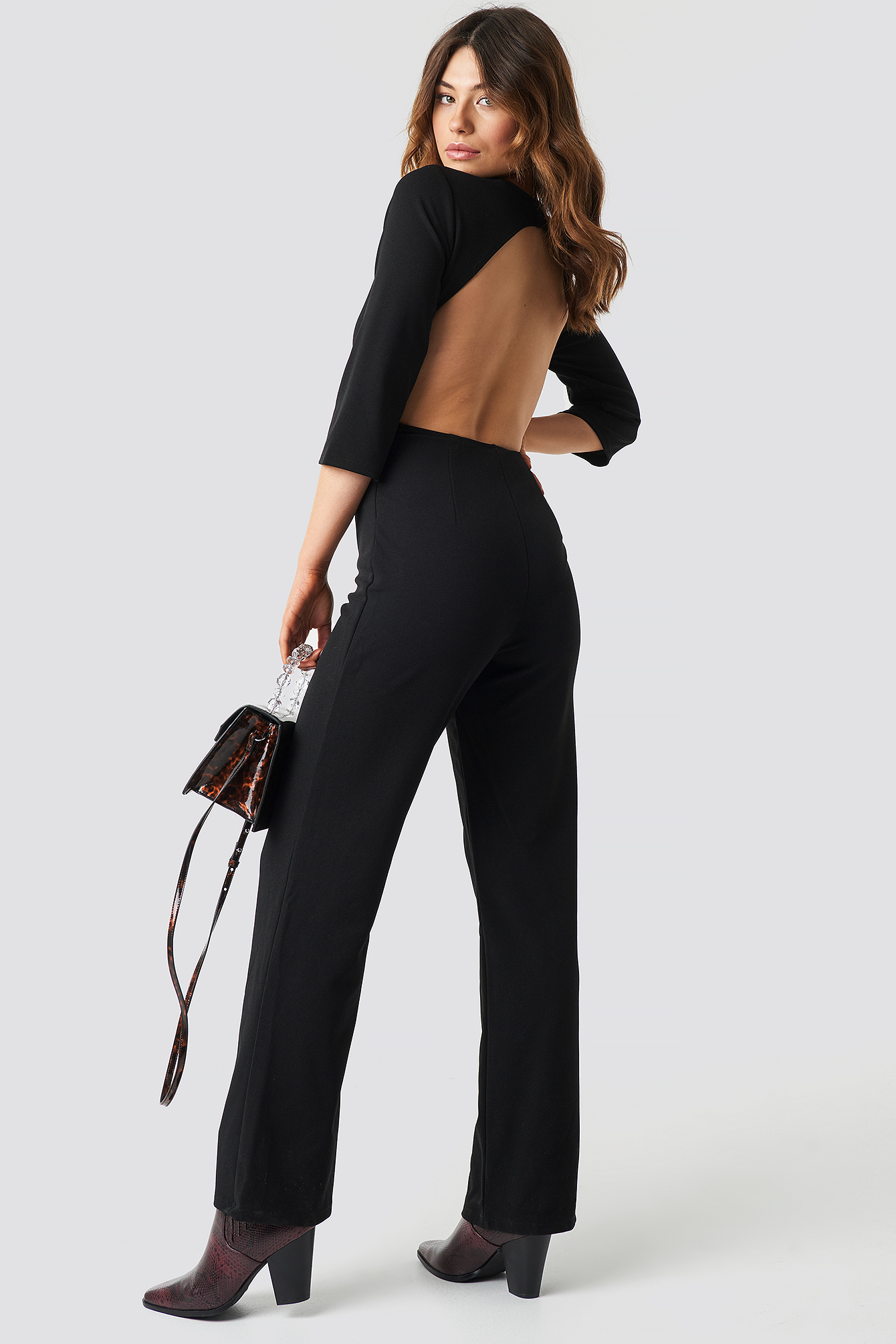 Open Back Jumpsuit Black