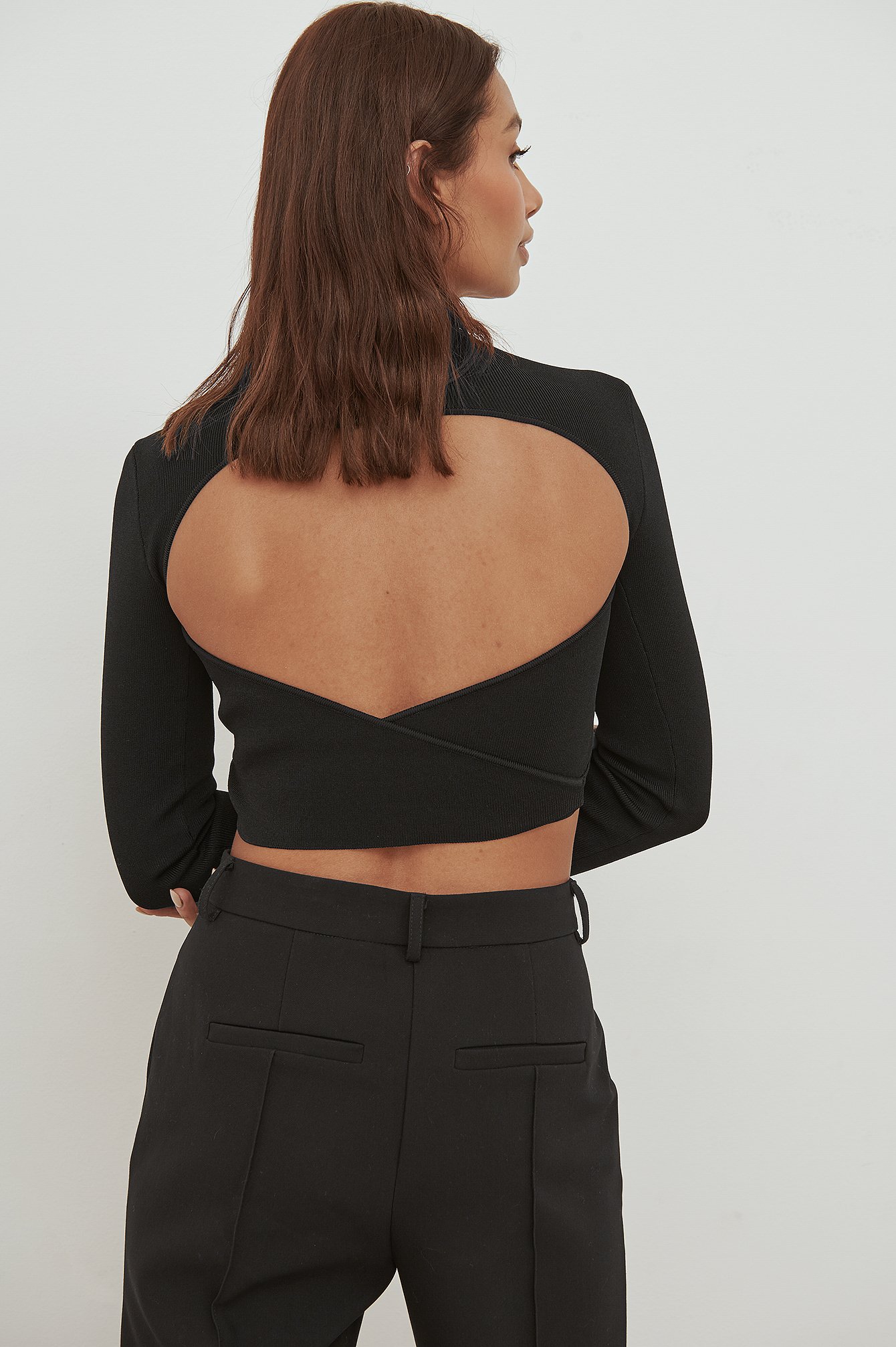 Black Open Back Knitted Top